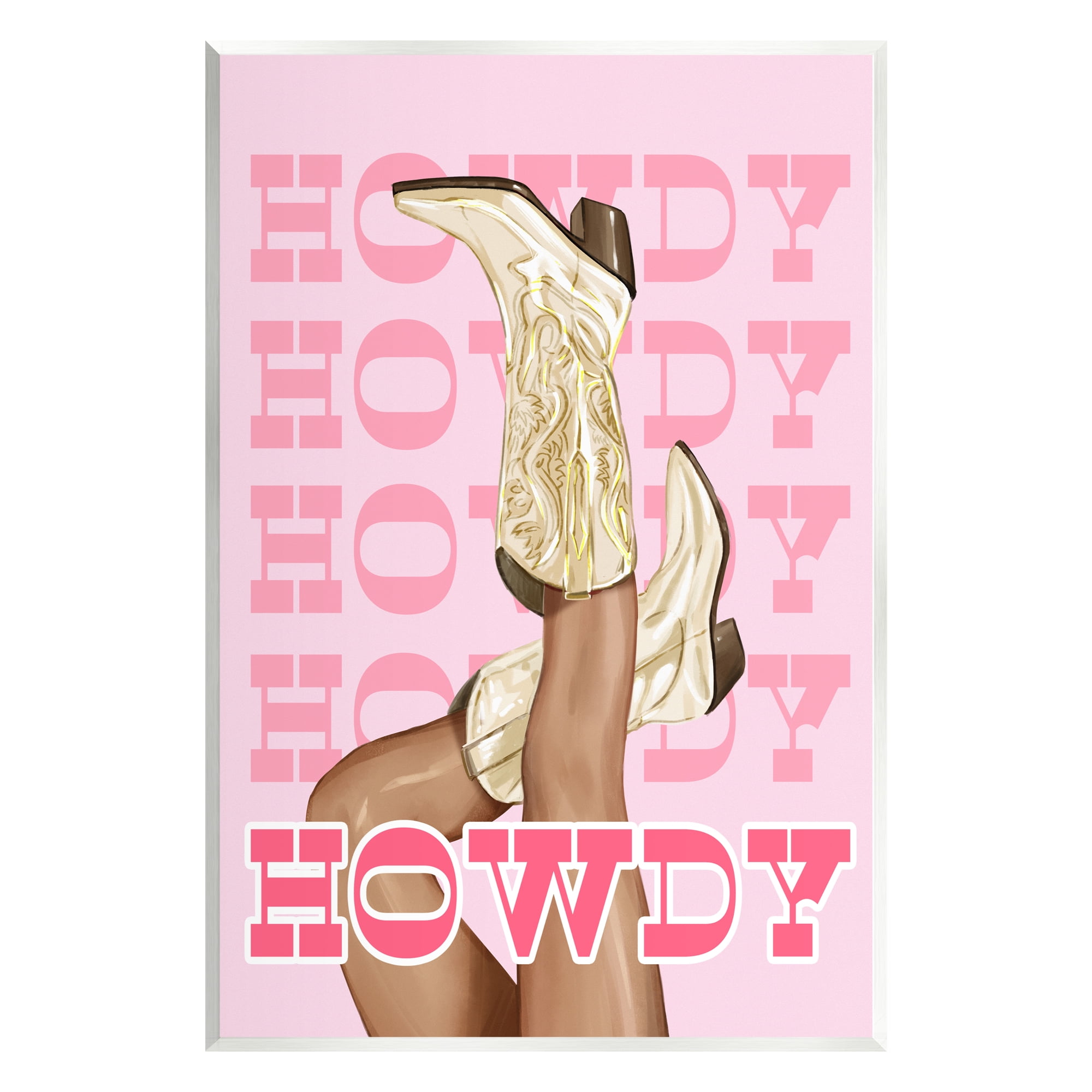 Stupell Industries Howdy Cowgirl Boots Typography Painting Unframed Art Print Wall Art, 13 x 19