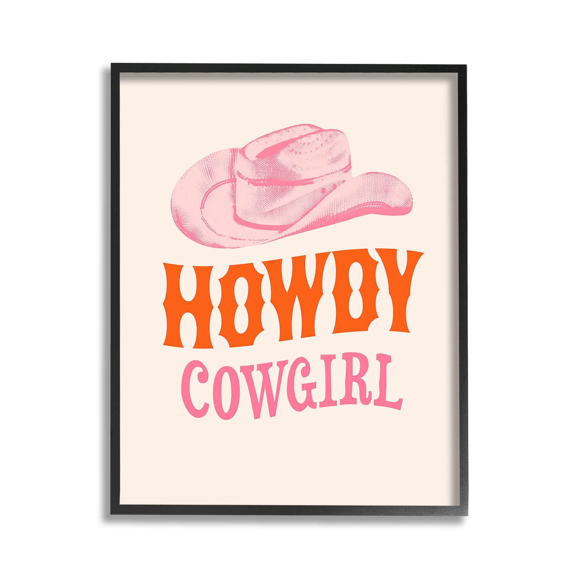 Stupell Industries Howdy Cowgirl Phrase Typography Painting Black Framed Art Print Wall Art, 11 x 14