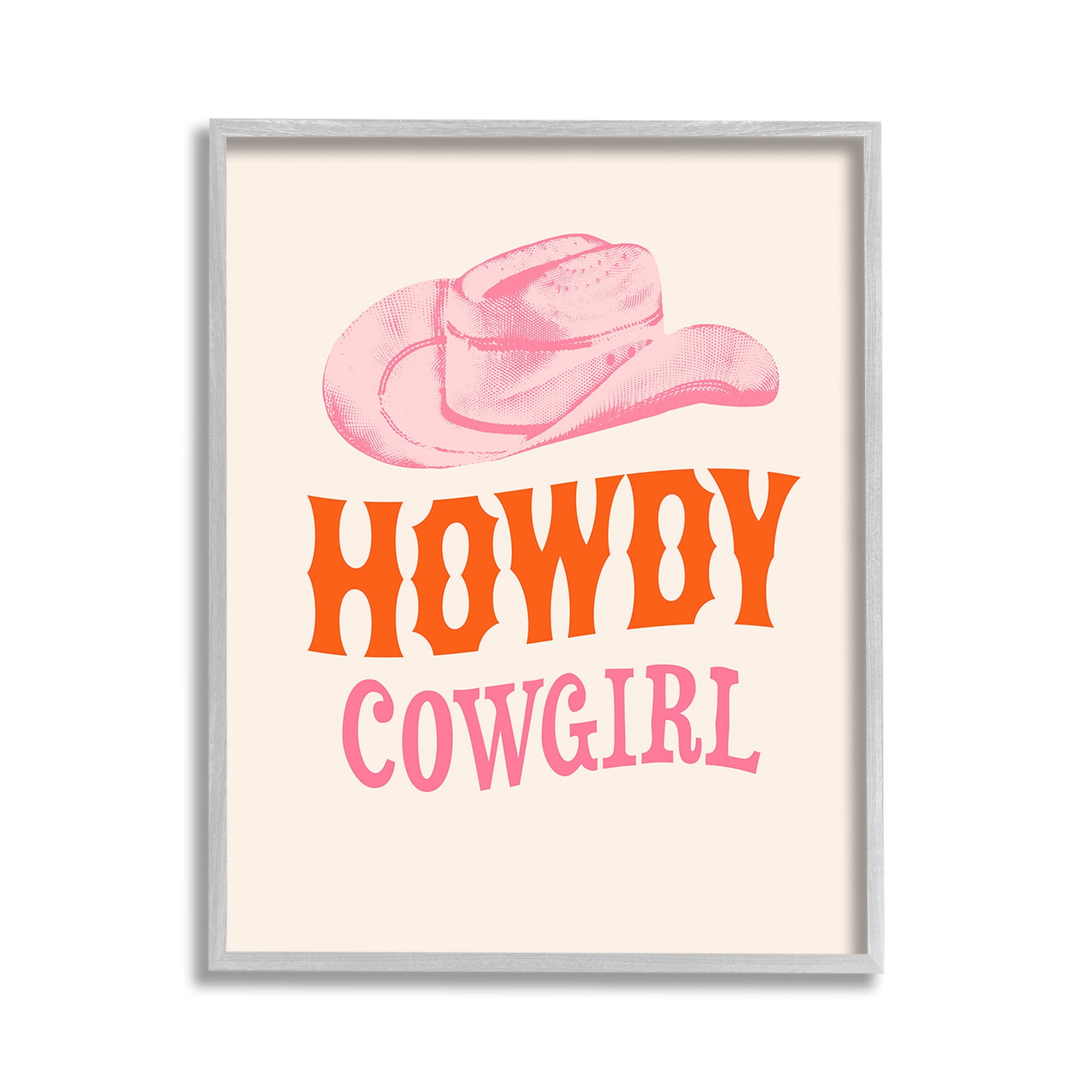 Stupell Industries Howdy Cowgirl Phrase Typography Painting Gray Framed Art Print Wall Art, 11 x 14