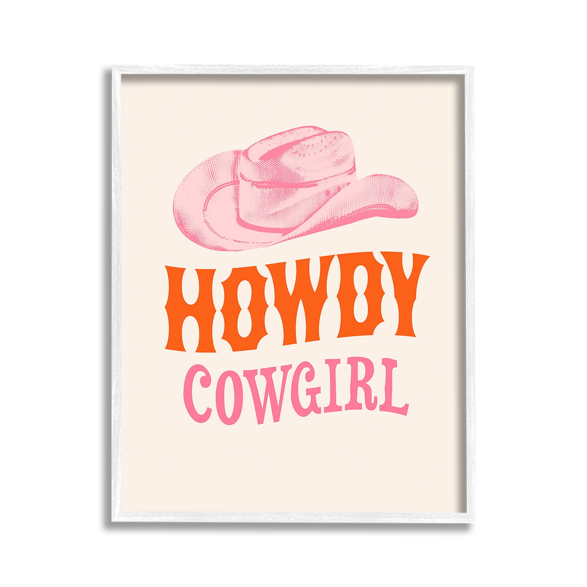 Stupell Industries Howdy Cowgirl Phrase Typography Painting White Framed Art Print Wall Art, 11 x 14
