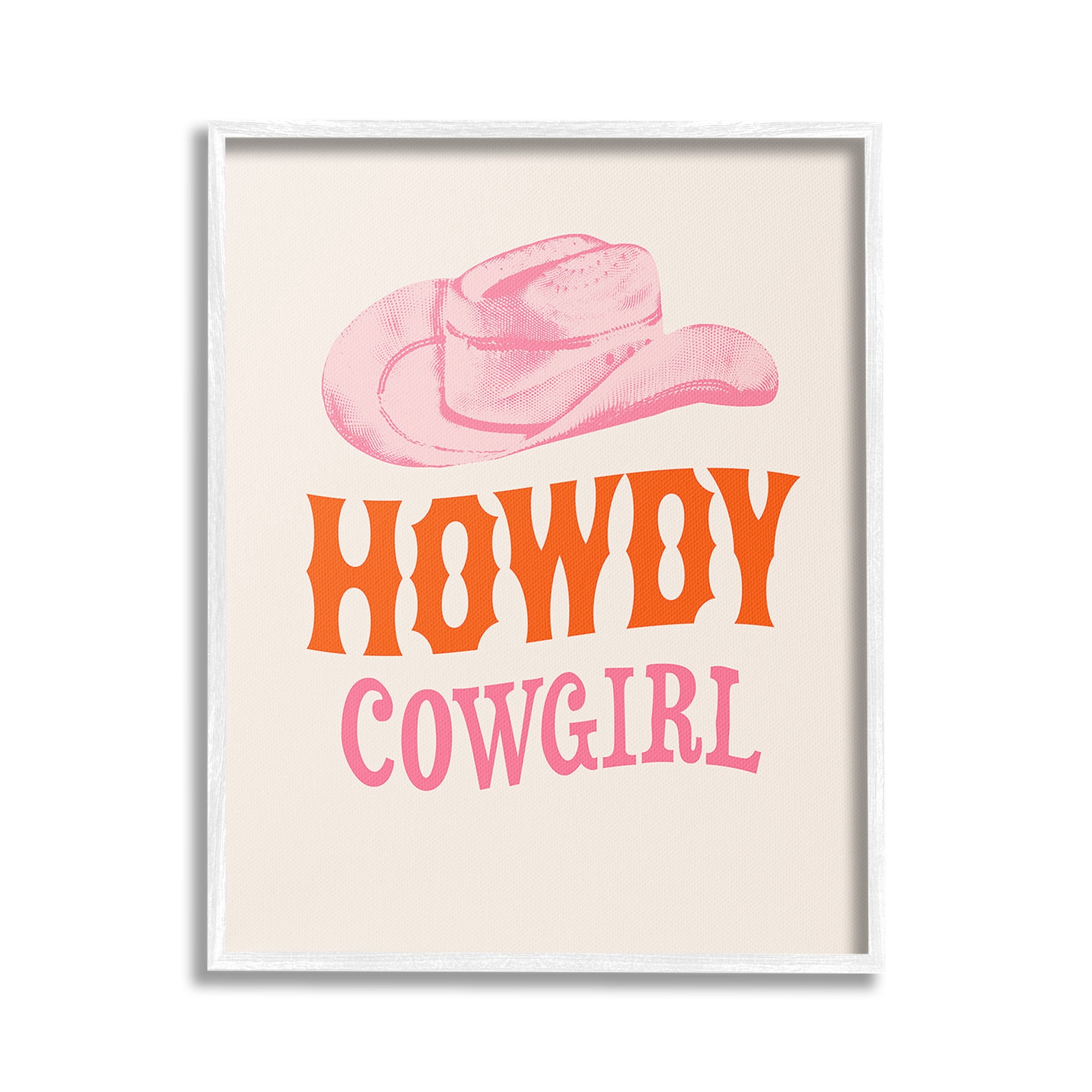 Stupell Industries Howdy Cowgirl Phrase Typography Painting White Framed Art Print Wall Art, 24 x 30