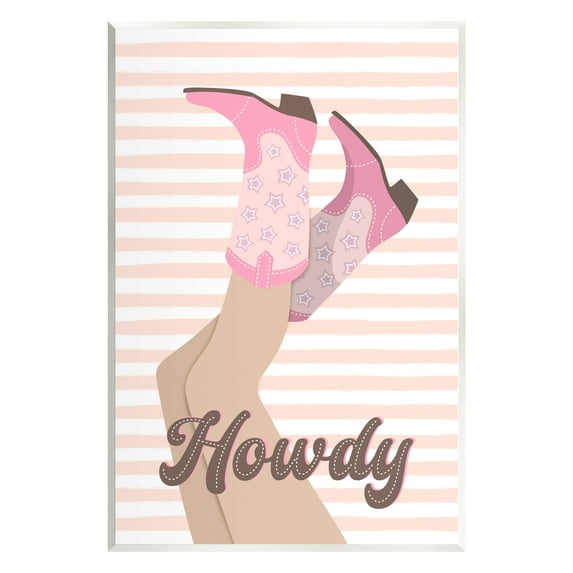 Stupell Industries Howdy Cowgirl on Stripes Abstract Painting Unframed Art Print Wall Art, 10 x 15