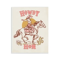 Stupell Industries Howdy Hon Cowgirl Entertainment Painting Unframed Art Print Wall Art, 11 x 14