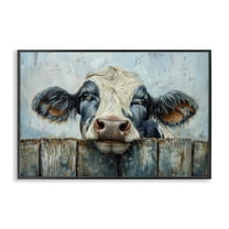 Stupell Industries Howdy Neighbor Cow Animals & Insects Painting Black Framed Art Print Wall Art, 18 x 12