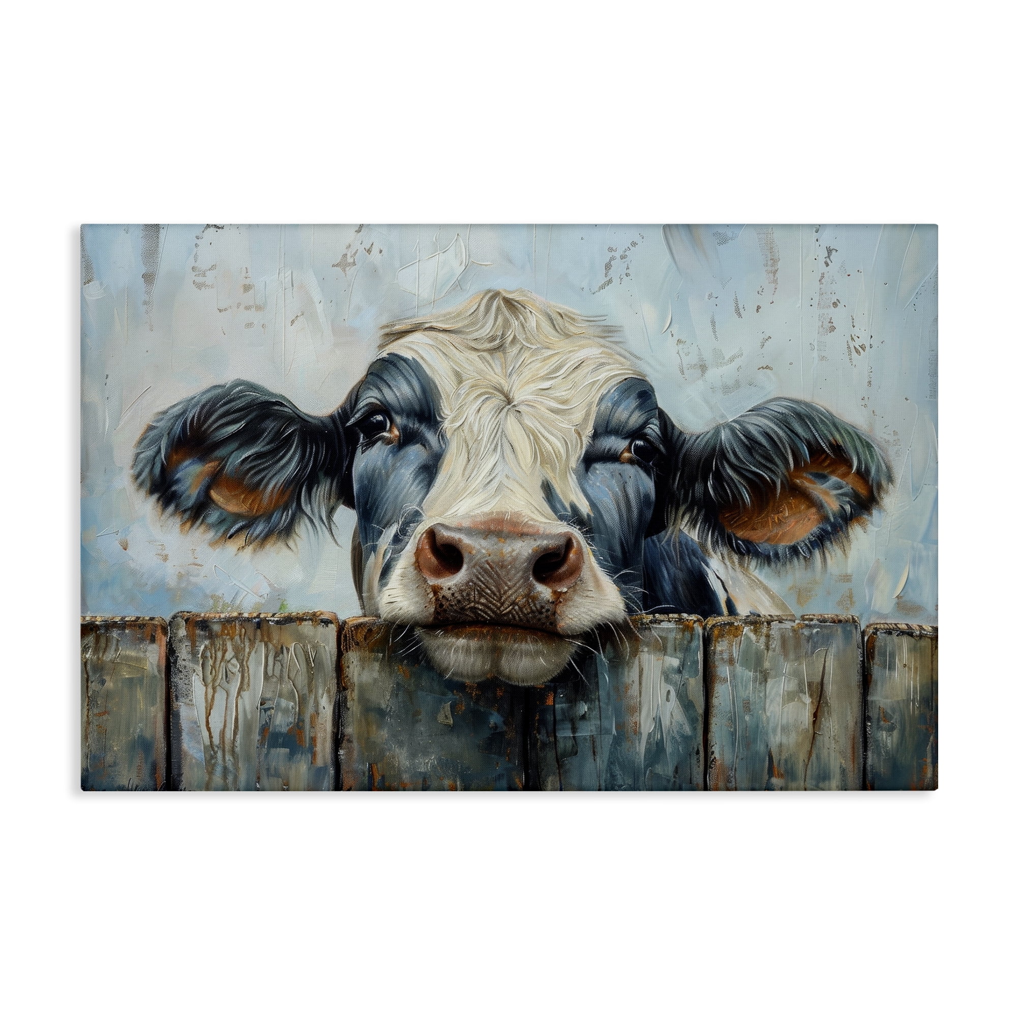 Stupell Industries Howdy Neighbor Cow Animals & Insects Painting Gallery Wrapped Canvas Art Print Wall Art, 45 x 30
