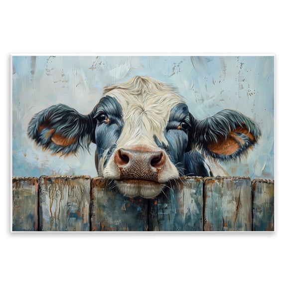 Stupell Industries Howdy Neighbor Cow Animals & Insects Painting Unframed Art Print Wall Art, 19 x 13