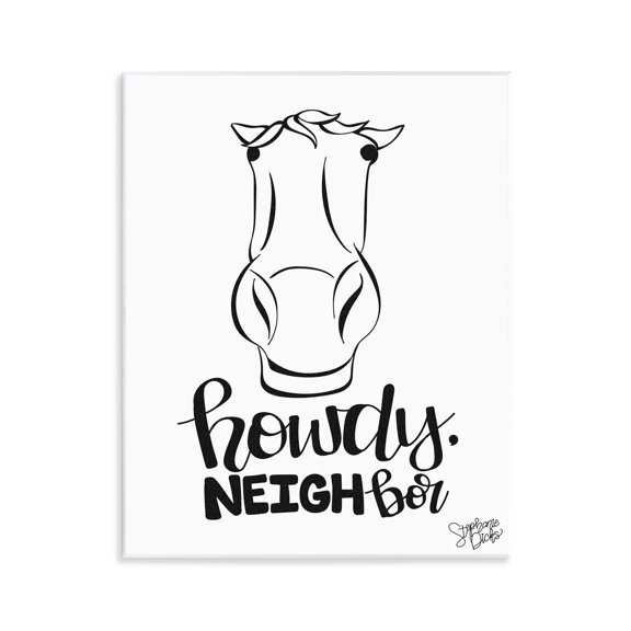 Stupell Industries Howdy Neighbor with Horse Animals Painting Unframed Art Print Wall Art, 11 x 14