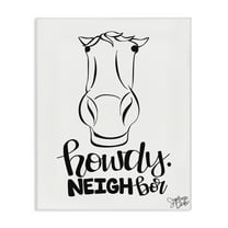 Stupell Industries Howdy Neighbor with Horse Animals Painting Wrapped Canvas Art Print Wall Art, 16 x 20