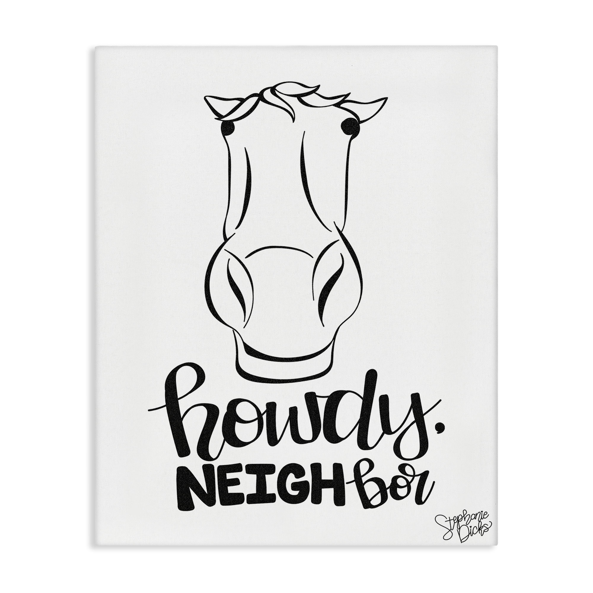 Stupell Industries Howdy Neighbor with Horse Animals Painting Wrapped Canvas Art Print Wall Art, 24 x 30