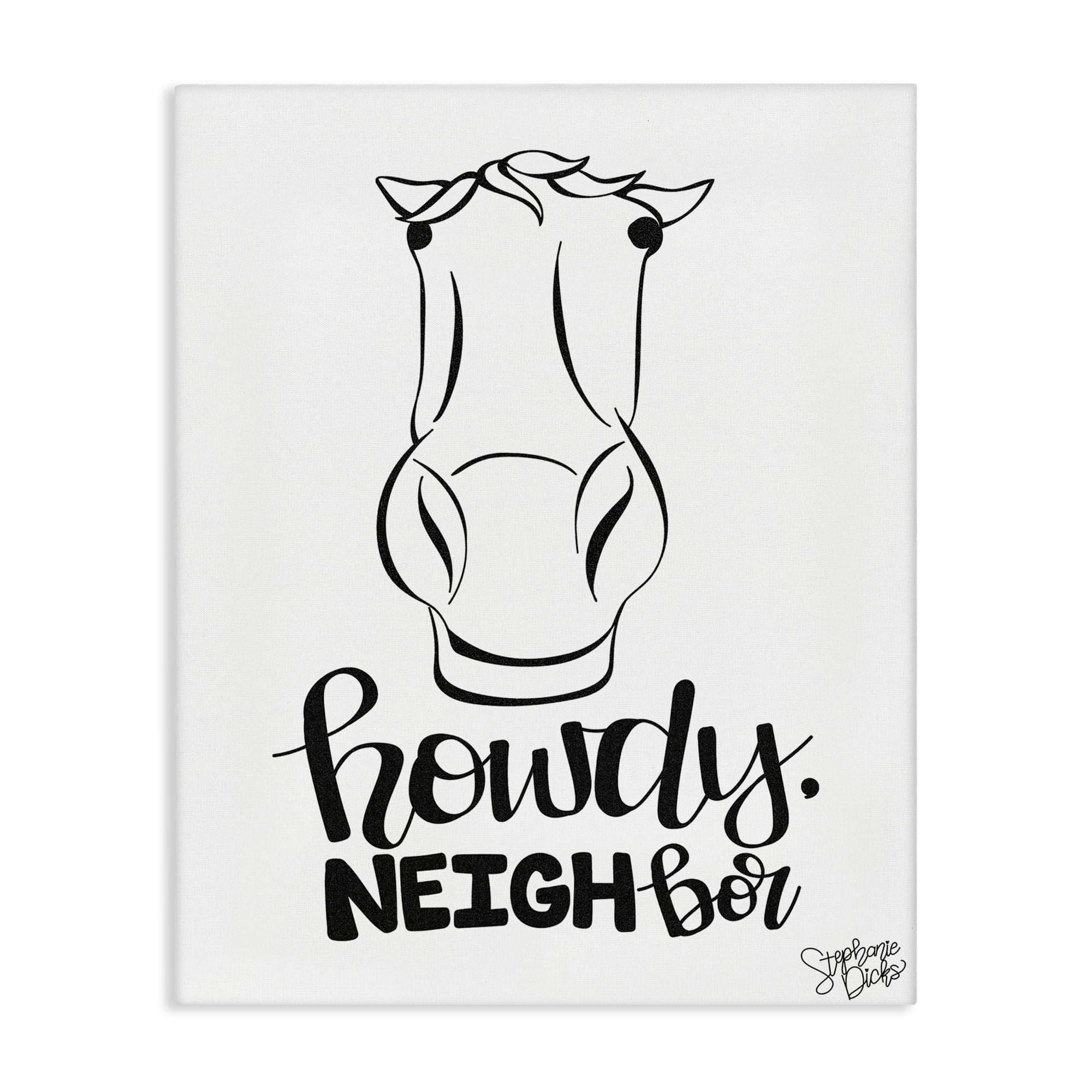 Stupell Industries Howdy Neighbor with Horse Animals Painting Wrapped Canvas Art Print Wall Art, 36 x 48
