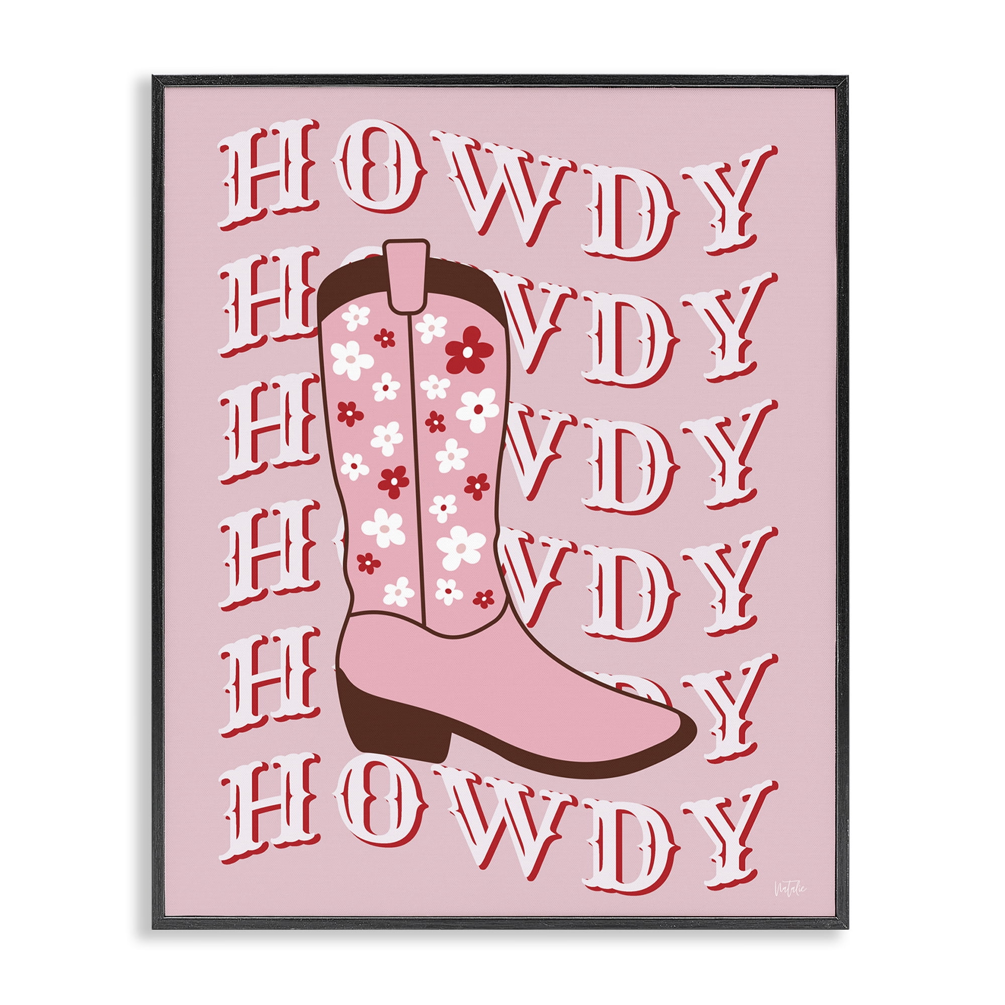 Stupell Industries Howdy Pastel Cowgirl Boot Fashion Painting Black Framed Art Print Wall Art, 11 x 14