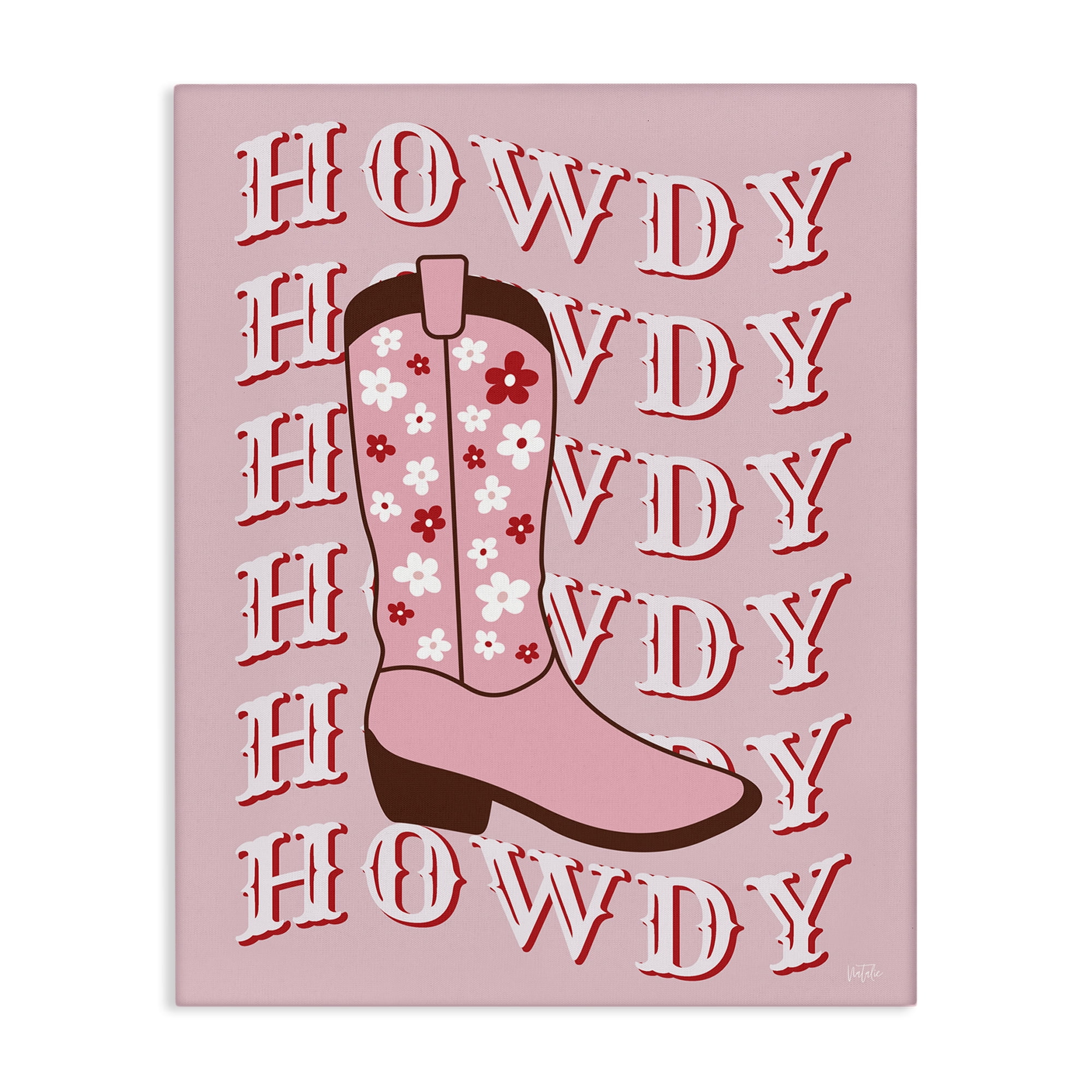 Stupell Industries Howdy Pastel Cowgirl Boot Fashion Painting Wrapped Canvas Art Print Wall Art, 24 x 30