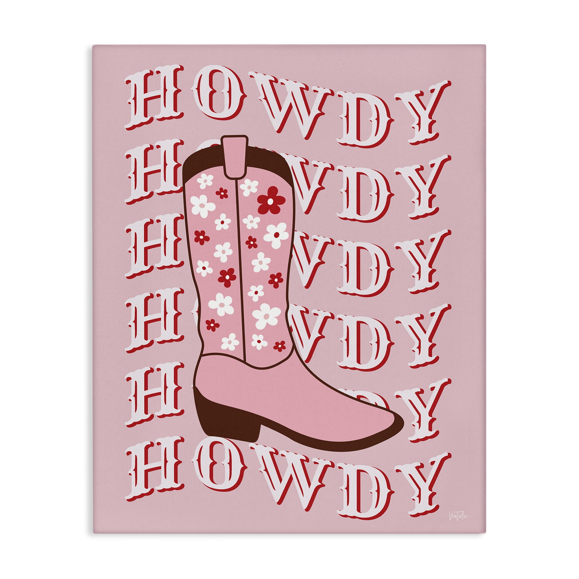 Stupell Industries Howdy Pastel Cowgirl Boot Fashion Painting Wrapped Canvas Art Print Wall Art, 30 x 40