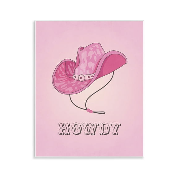 Stupell Industries Howdy Pink Cowgirl Hat Entertainment Painting Unframed Art Print Wall Art, 11 x 14