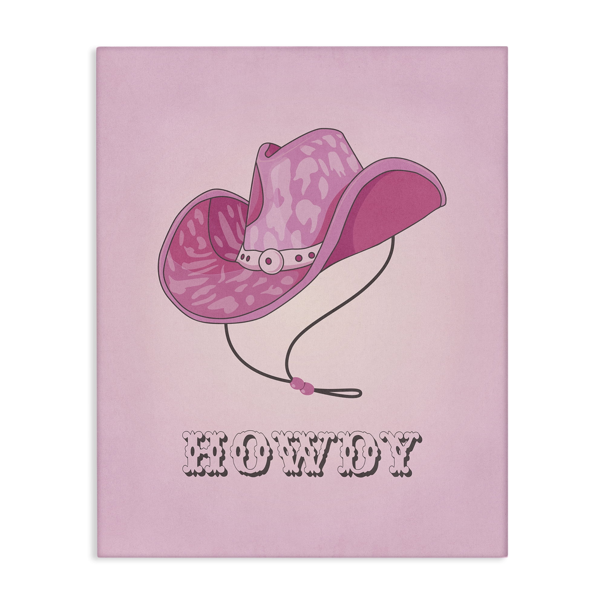 Stupell Industries Howdy Pink Cowgirl Hat Entertainment Painting Wrapped Canvas Art Print Wall Art, 30 x 40