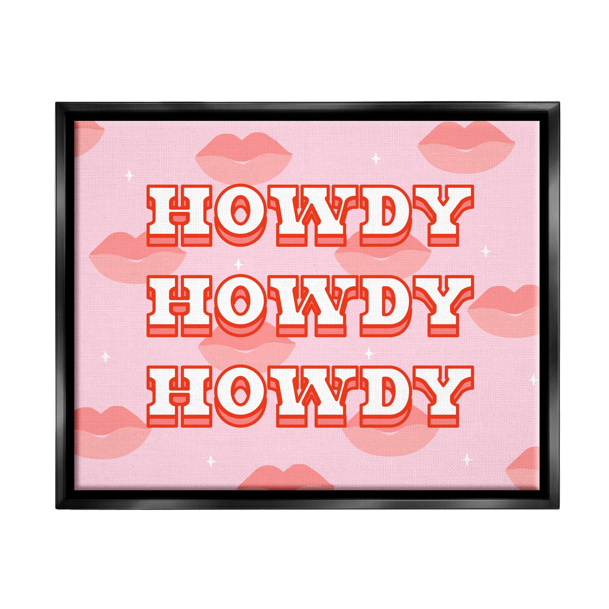 Stupell Industries Howdy Pink Southern Glam Lips Inspirational Painting Black Floater Framed Art Print Wall Art