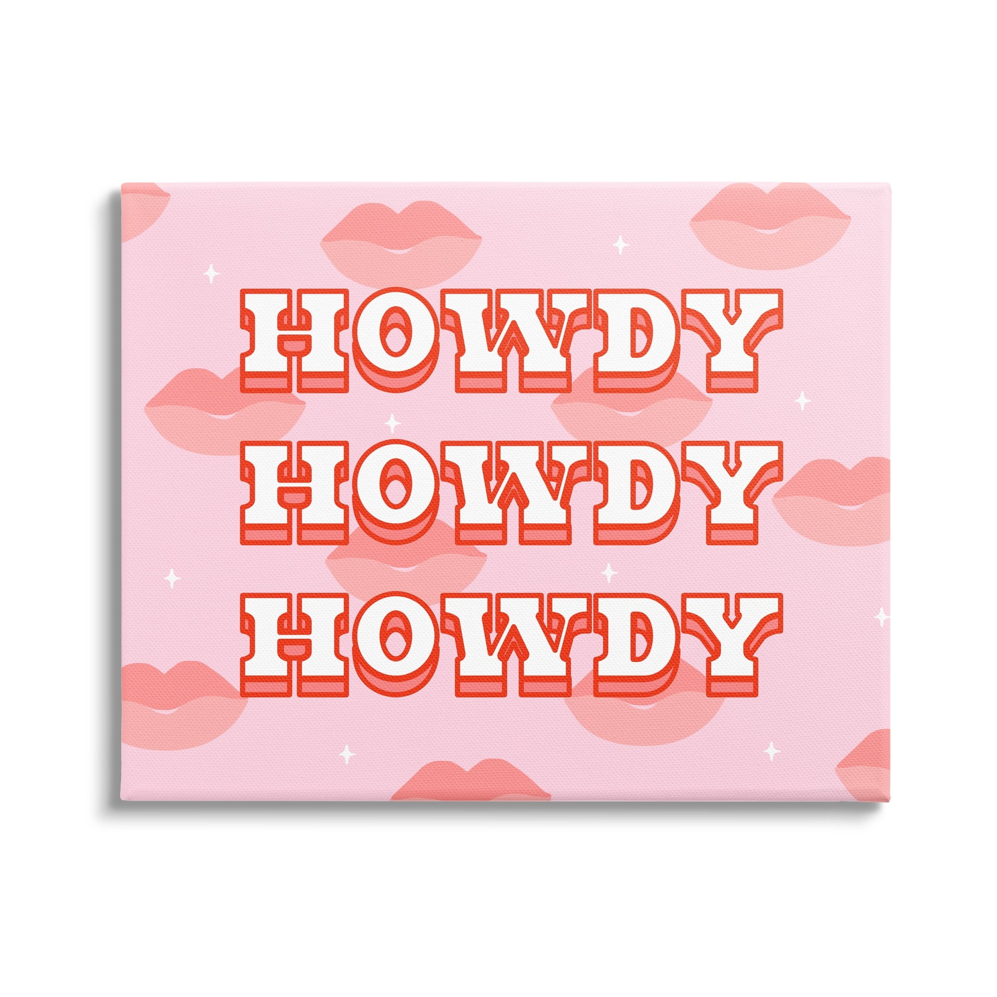 Stupell Industries Howdy Pink Southern Glam Lips Inspirational Painting Gallery Wrapped Canvas Print Wall Art