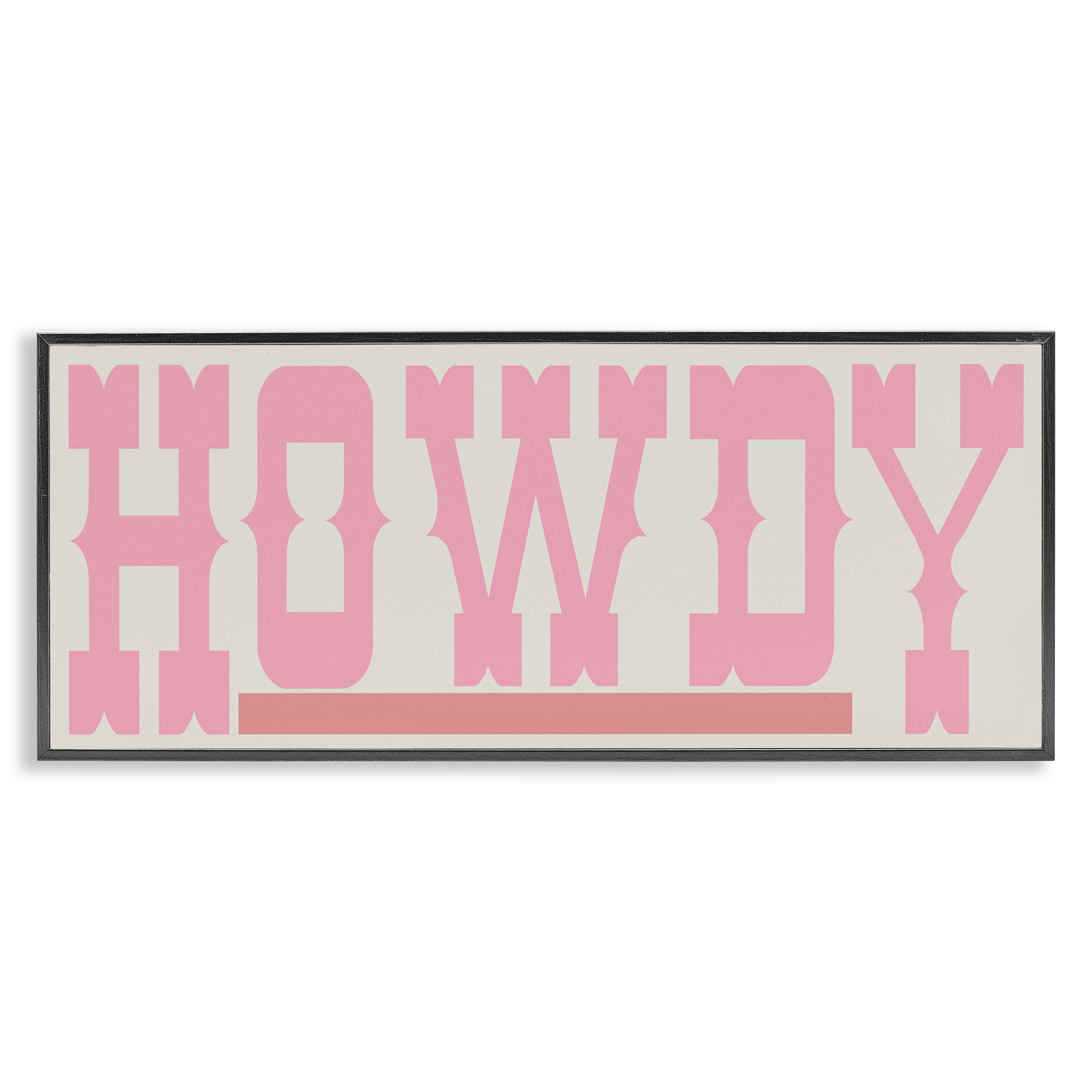 Stupell Industries Howdy Pink Text Typography Painting Black Framed Art Print Wall Art, 30 x 13