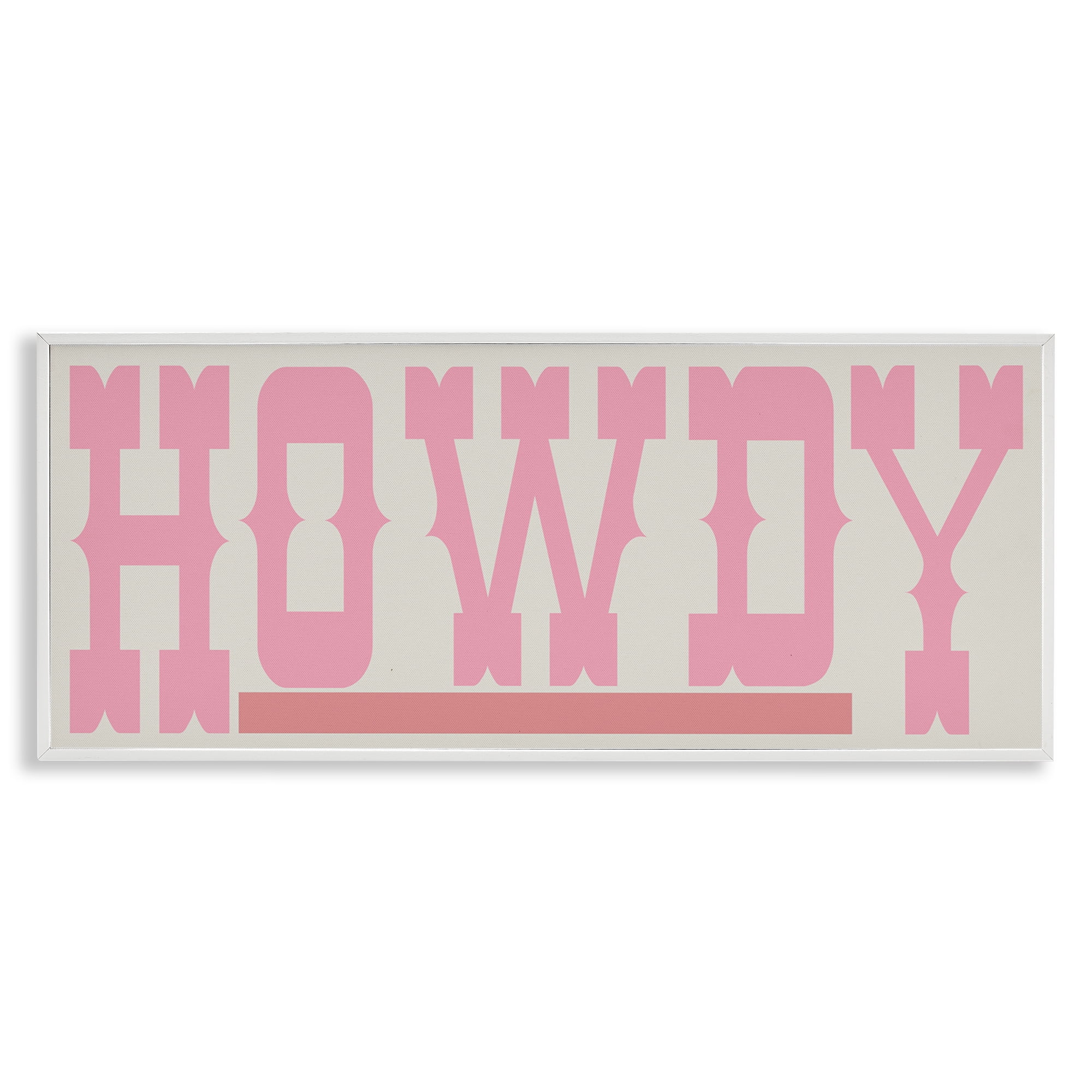 Stupell Industries Howdy Pink Text Typography Painting White Framed Art Print Wall Art, 24 x 10
