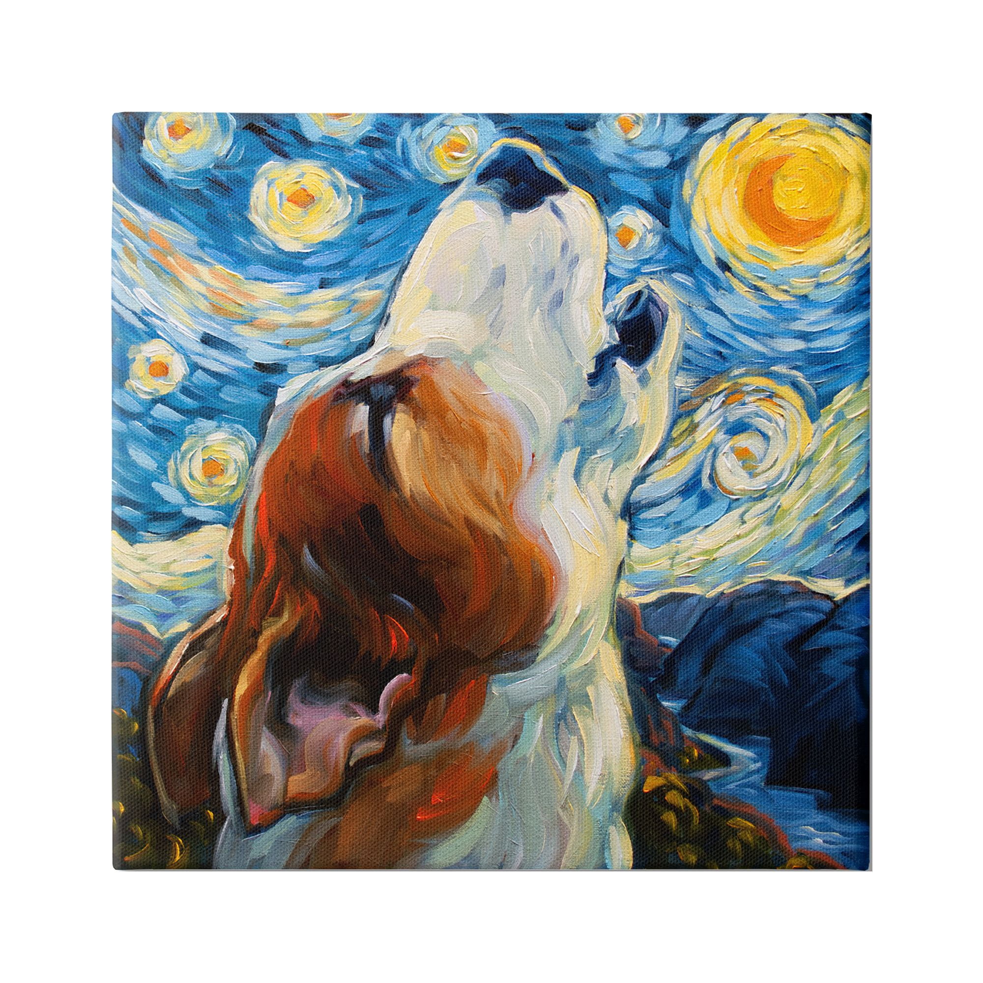 Stupell Industries Howling Dog Classic Painting Animals & Insects Painting Gallery Wrapped Canvas Print Wall Art, 36 x 36
