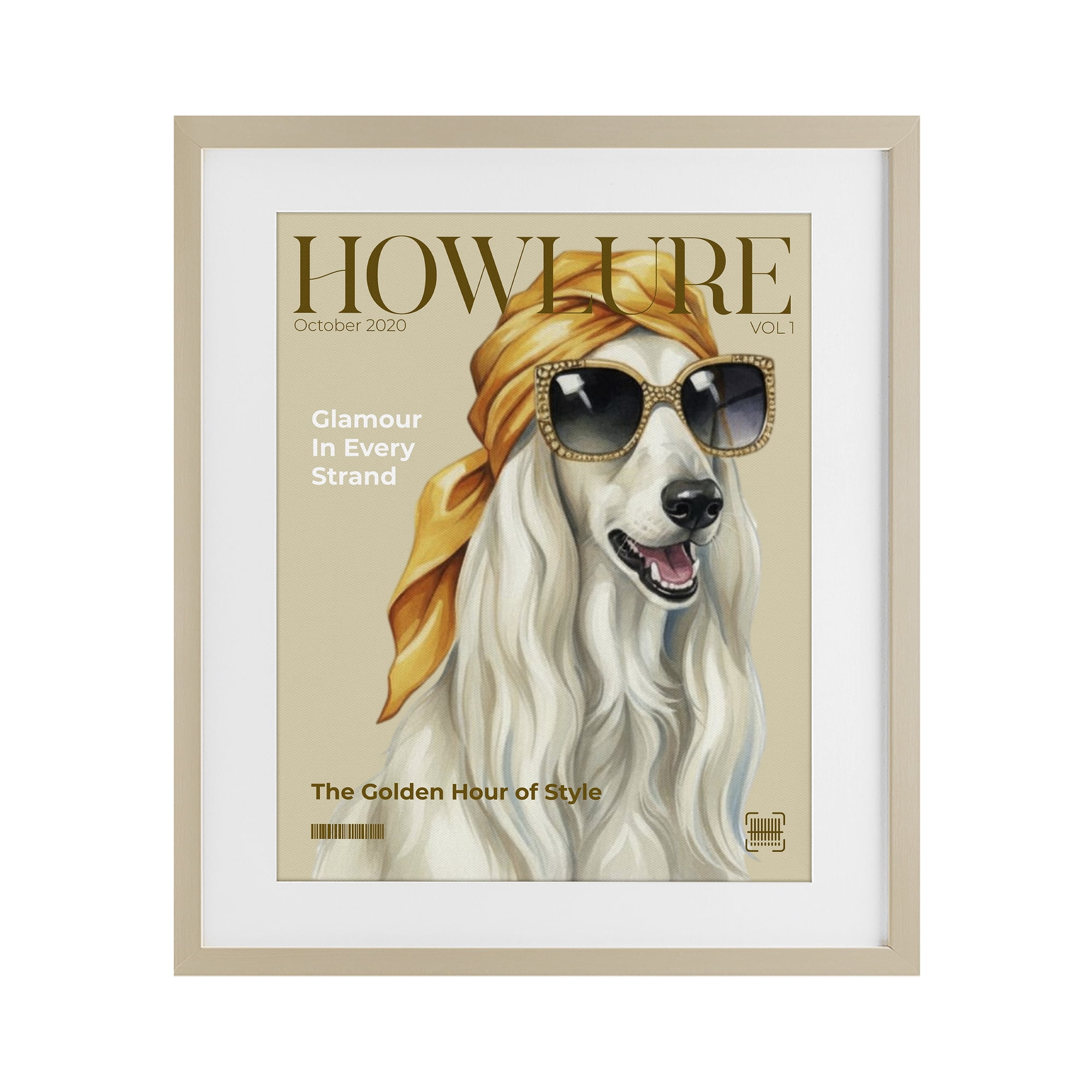 Stupell Industries Howlure Dog Fashion Magazine Birch Framed Print Under Glass, design by A Barefoot Stylist
