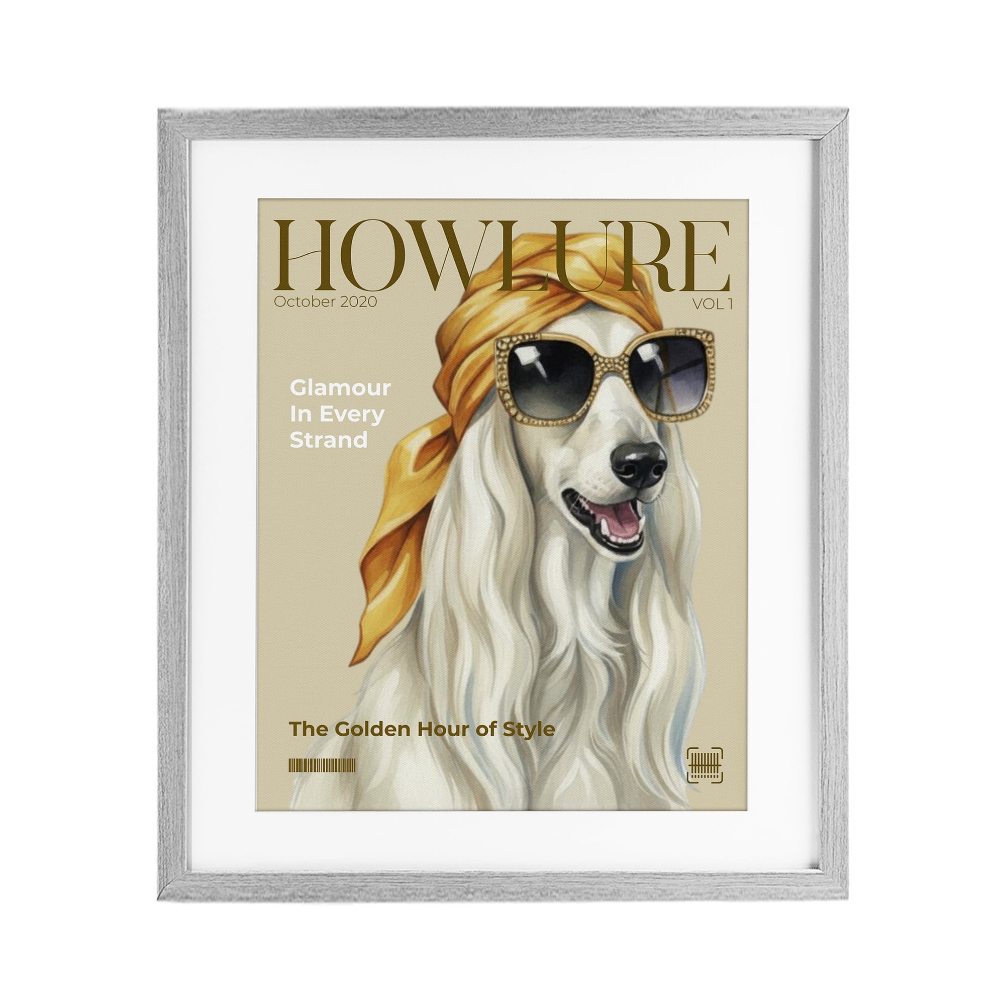 Stupell Industries Howlure Dog Fashion Magazine Gray Framed Print Under Glass, design by A Barefoot Stylist