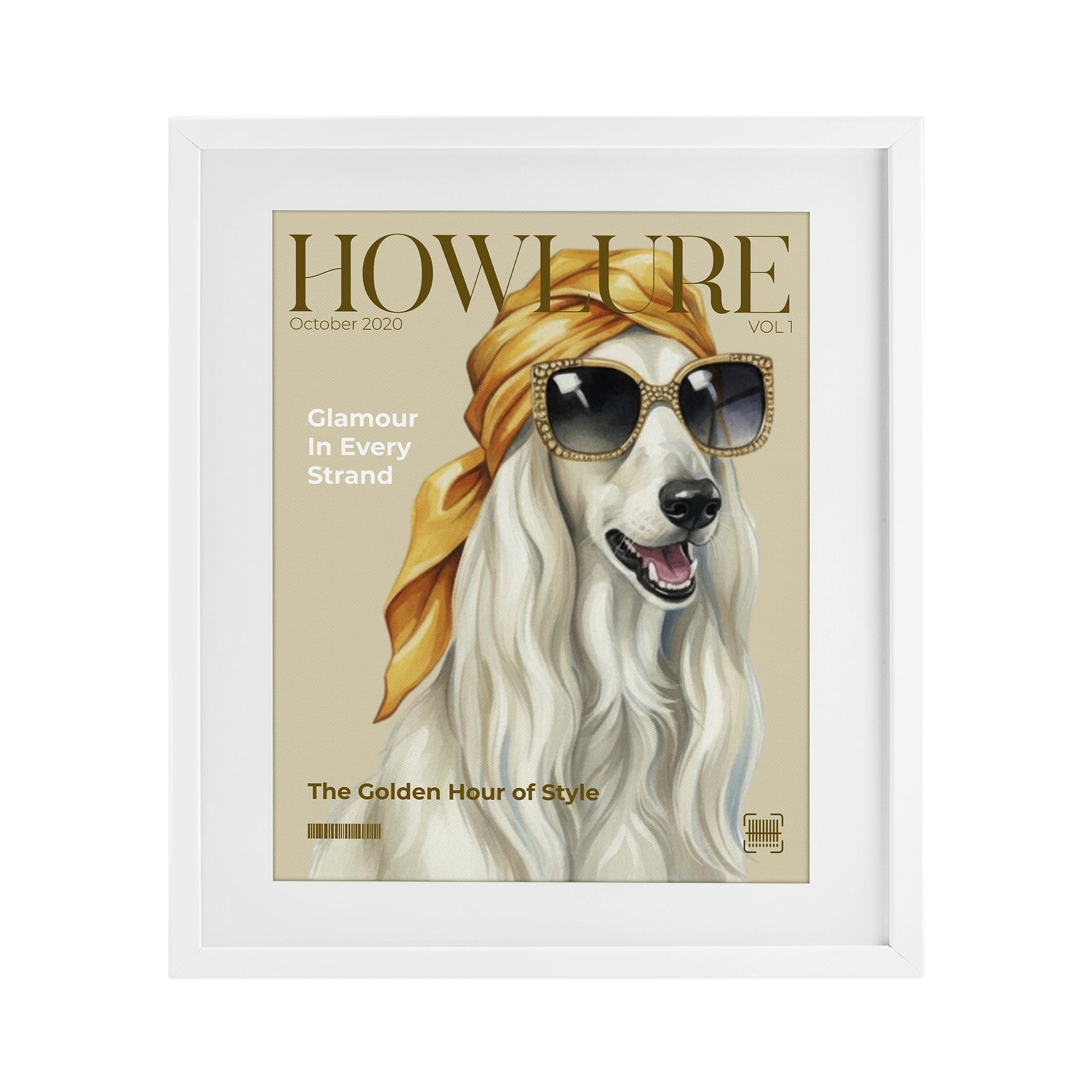 Stupell Industries Howlure Dog Fashion Magazine White Framed Print Under Glass, design by A Barefoot Stylist