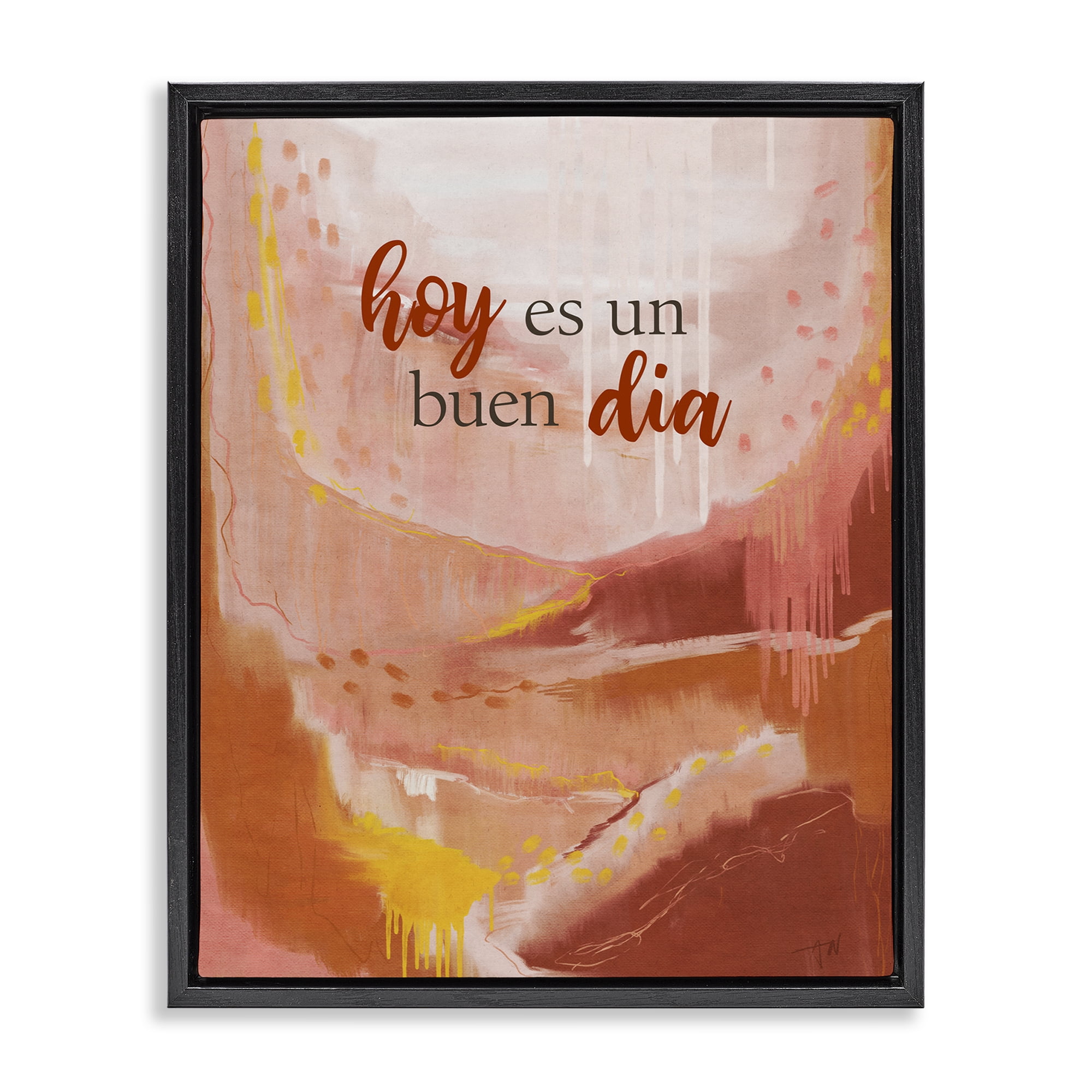 Stupell Industries Hoy es un Buen Dia Rojo Inspirational Quotes & Sayings Painting Black Floater Framed Art Print Wall Art, 17 x 21