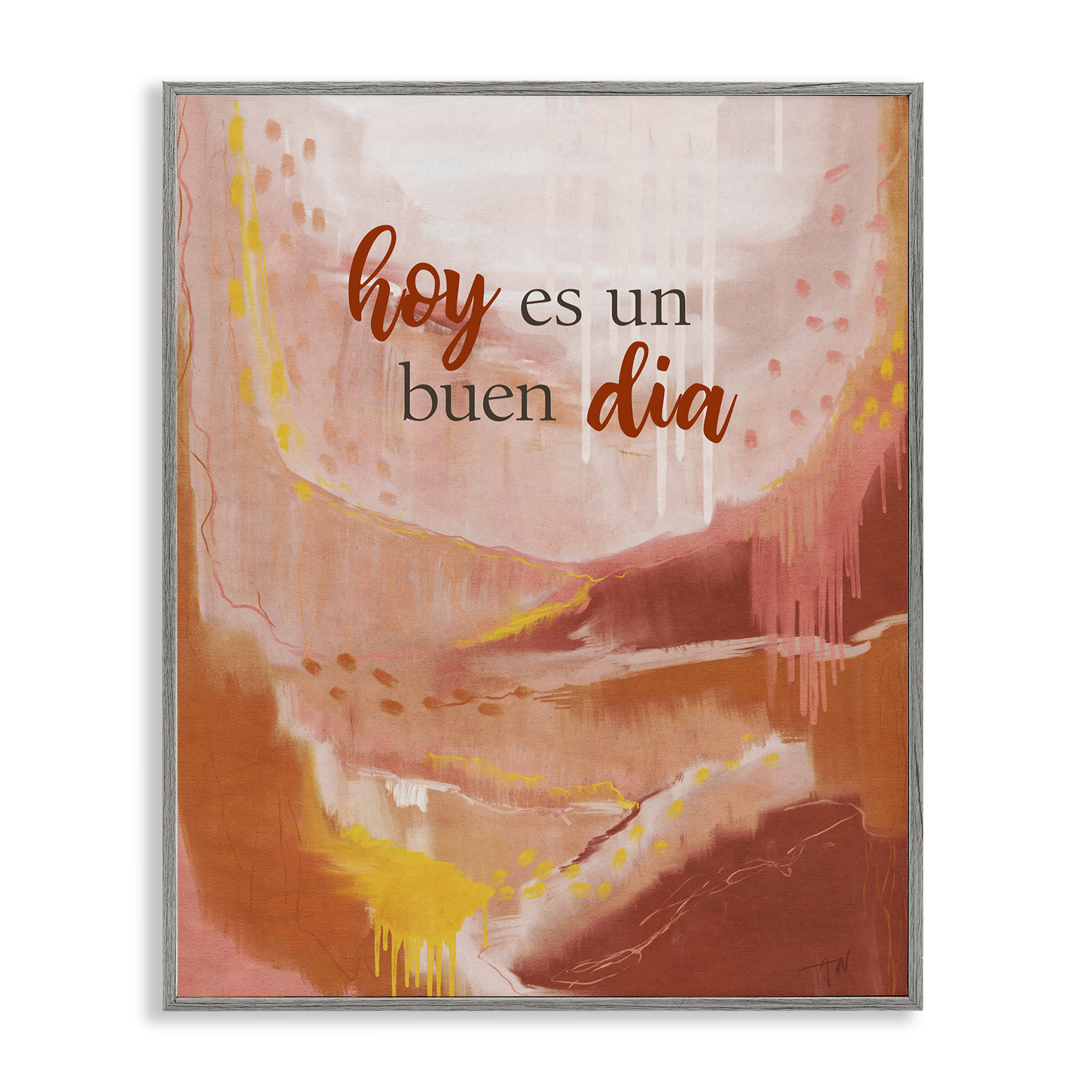 Stupell Industries Hoy es un Buen Dia Rojo Inspirational Quotes & Sayings Painting Gray Framed Art Print Wall Art, 11 x 14
