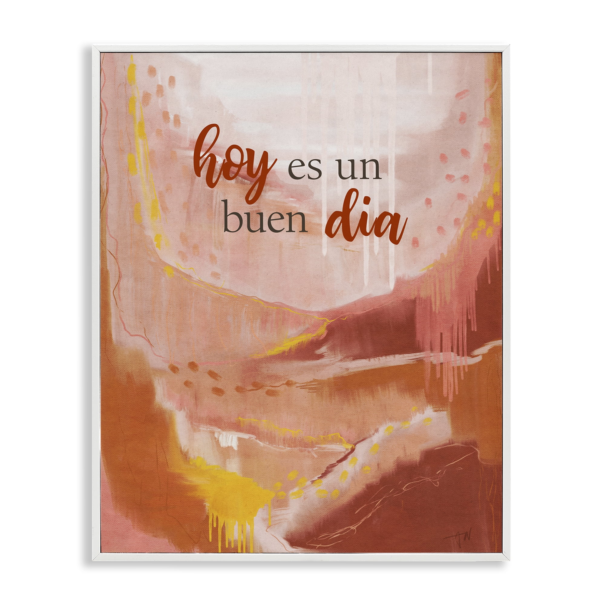 Stupell Industries Hoy es un Buen Dia Rojo Inspirational Quotes & Sayings Painting White Framed Art Print Wall Art, 24 x 30