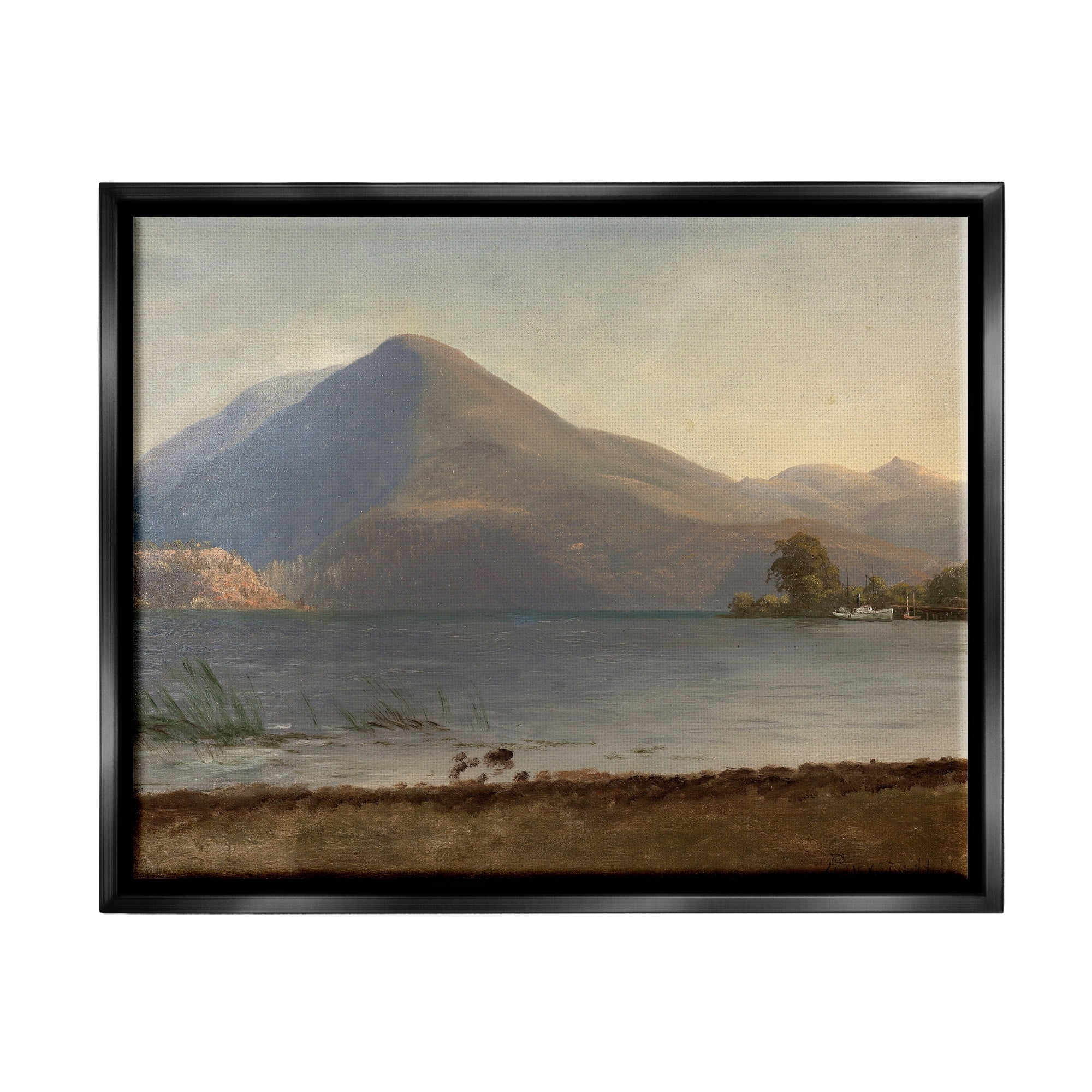 Stupell Industries On the Hudson Traditional Albert Bierstadt Painting Painting Jet Black Floating Framed Canvas Print Wall Art, Design by one1000paintings