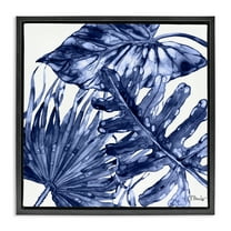 Stupell Industries Hued Palm Fronds Botanical & Floral Painting Black Floater Framed Canvas Art Print Wall Art, 18 x 18