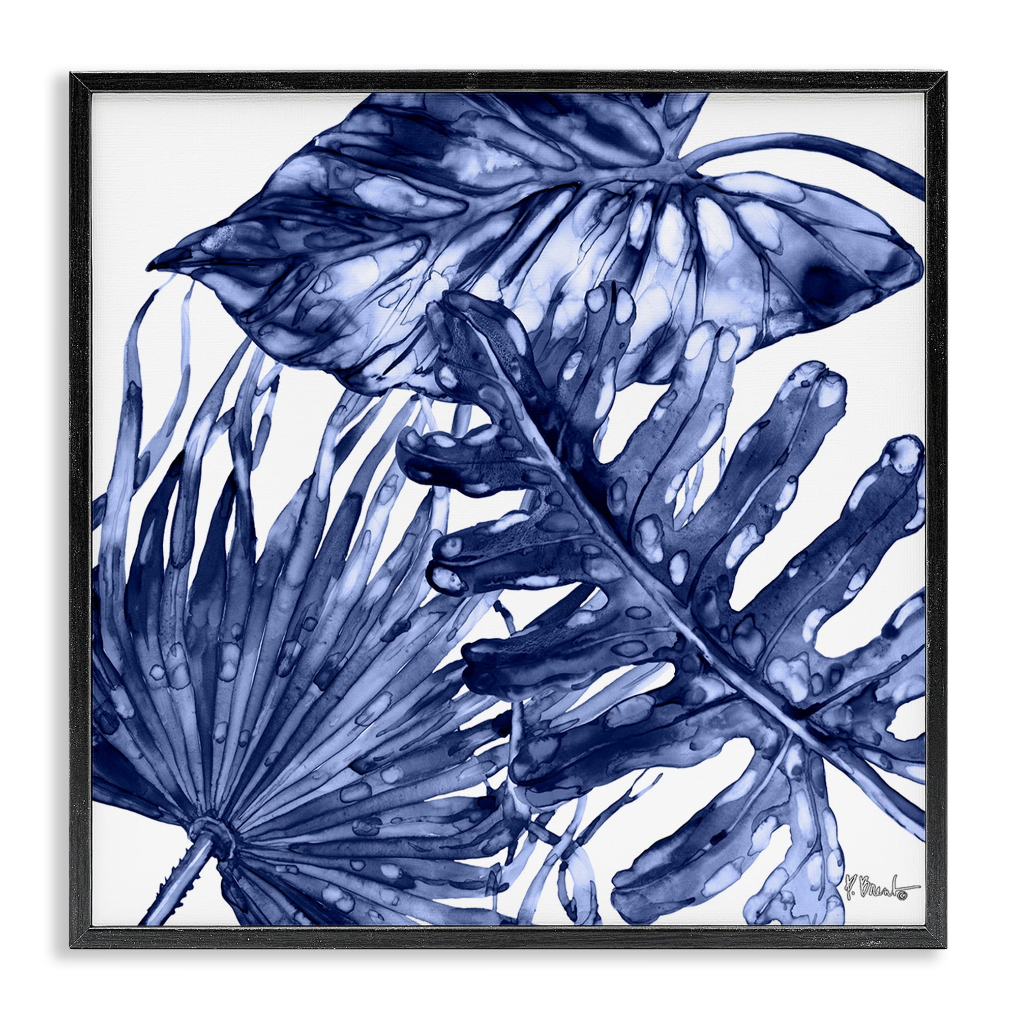 Stupell Industries Hued Palm Fronds Botanical & Floral Painting Black Framed Art Print Wall Art, 24 x 24