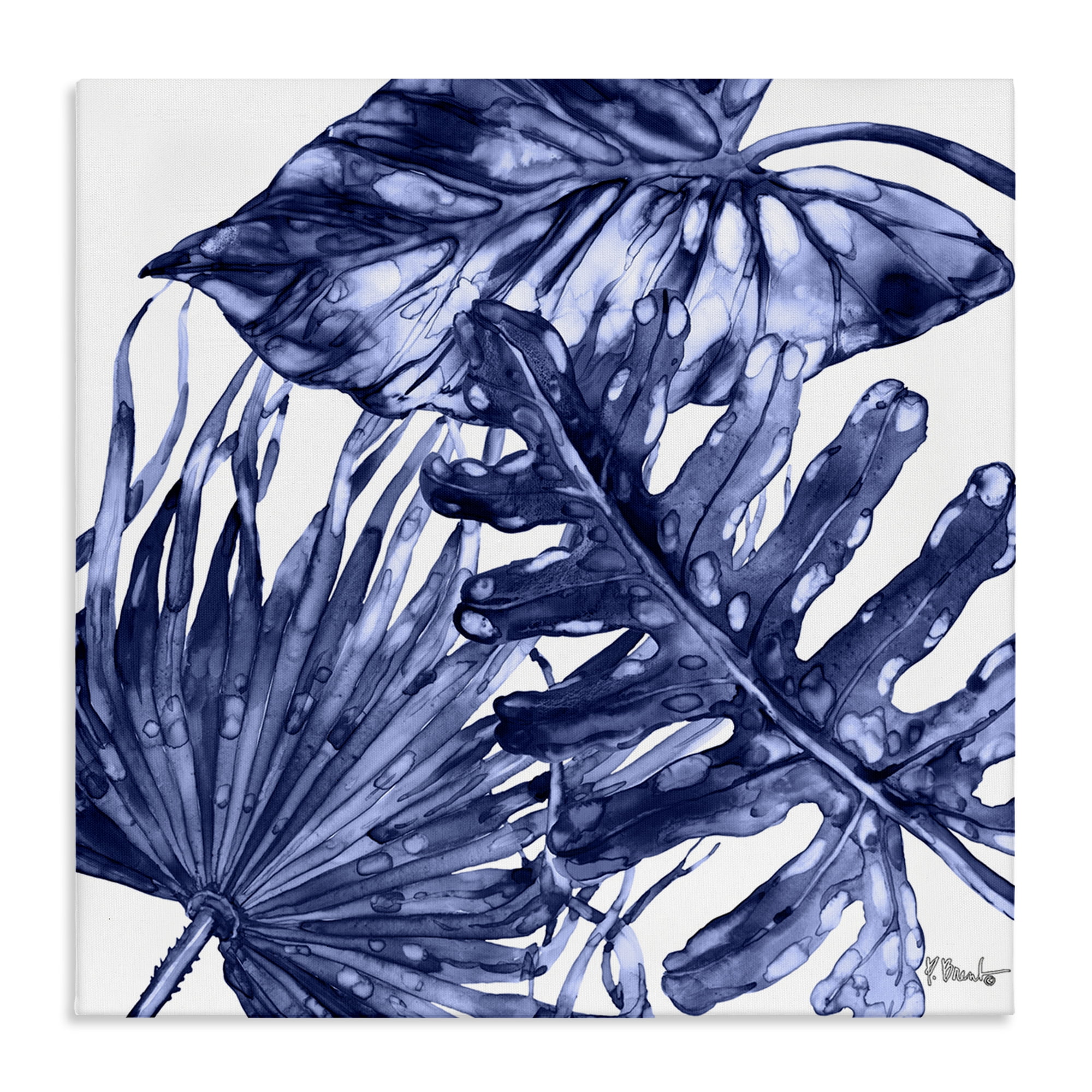 Stupell Industries Hued Palm Fronds Botanical & Floral Painting Gallery Wrapped Canvas Art Print Wall Art, 24 x 24