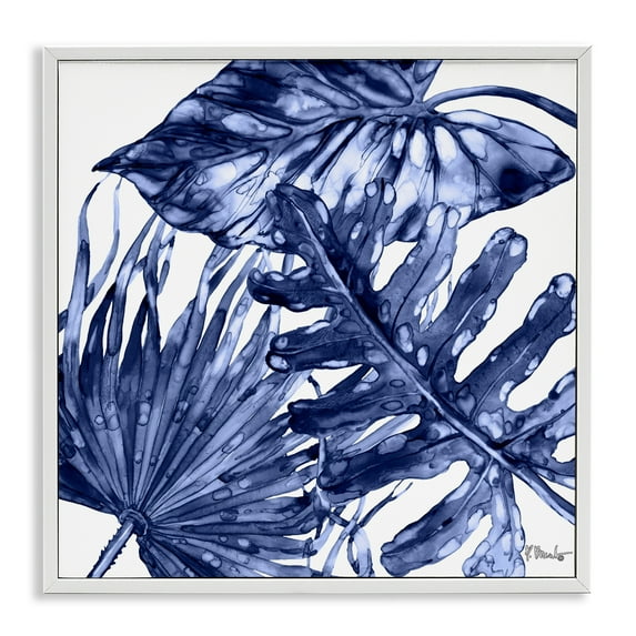 Stupell Industries Hued Palm Fronds Botanical & Floral Painting White Framed Art Print Wall Art, 17 x 17