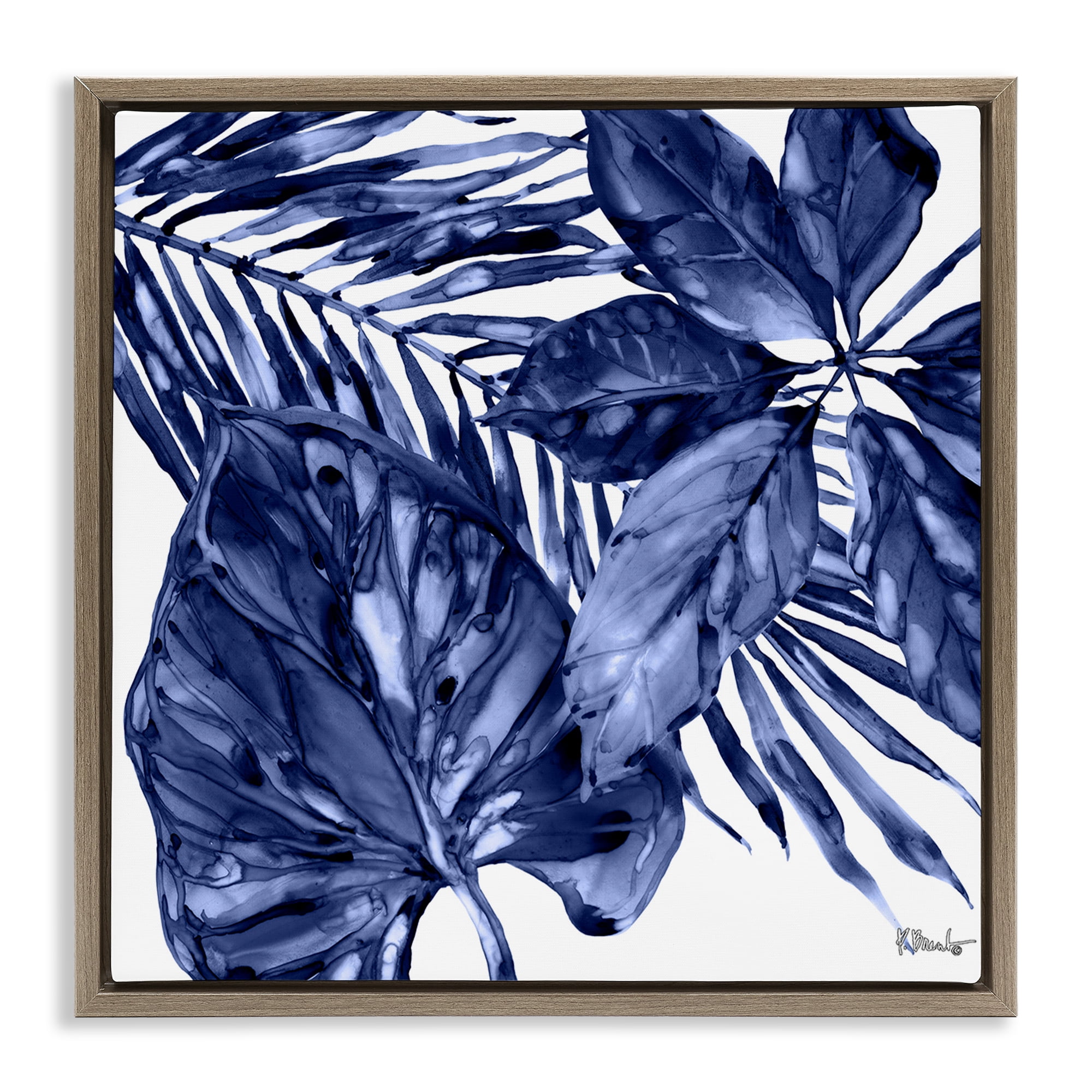 Stupell Industries Hued Plant Fronds Botanical & Floral Painting Brown Floater Framed Canvas Art Print Wall Art, 25 x 25