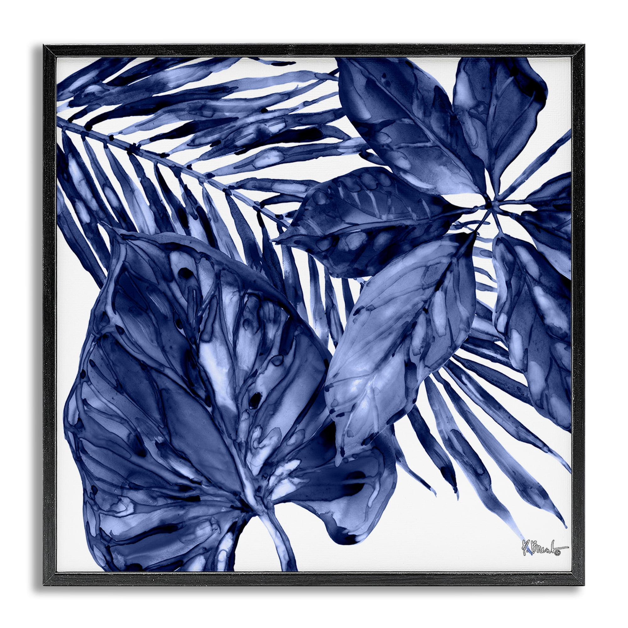 Stupell Industries Hued Plant Fronds Botanical & Floral Painting Gray Framed Art Print Wall Art, 17 x 17