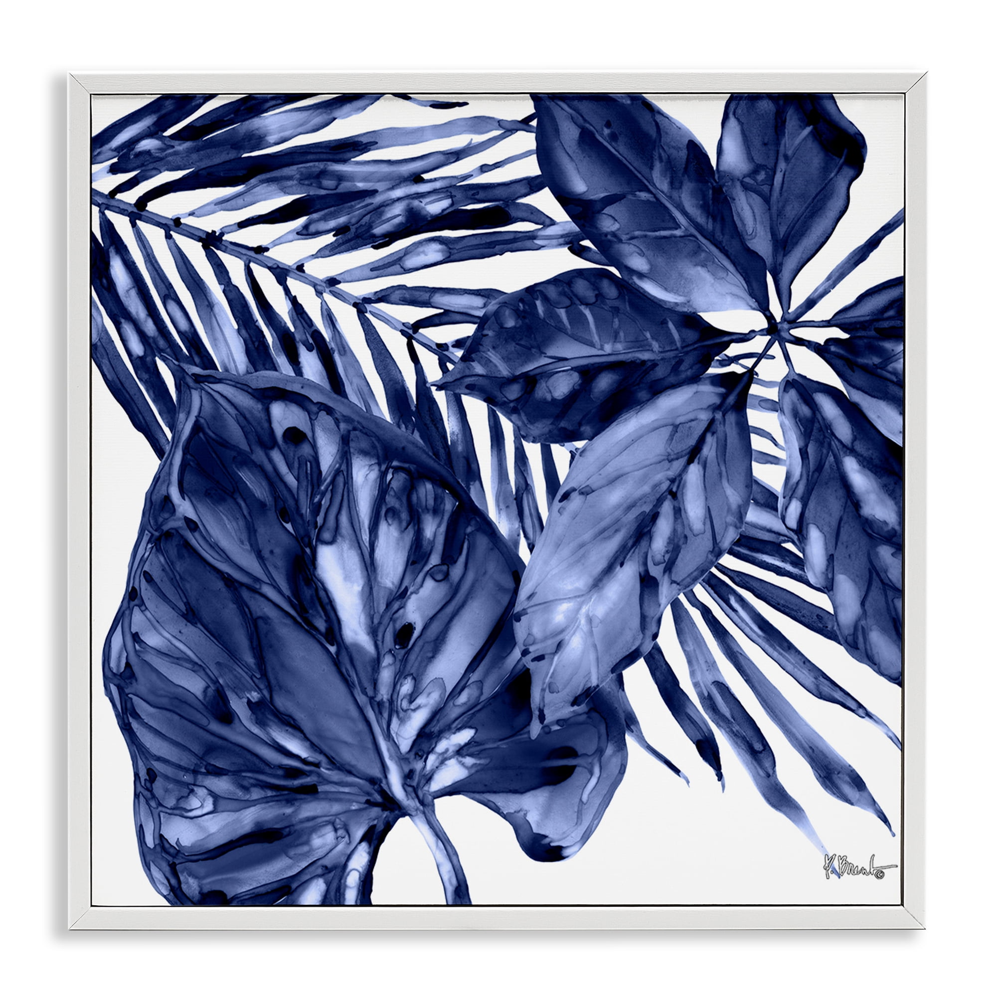 Stupell Industries Hued Plant Fronds Botanical & Floral Painting White Framed Art Print Wall Art, 17 x 17