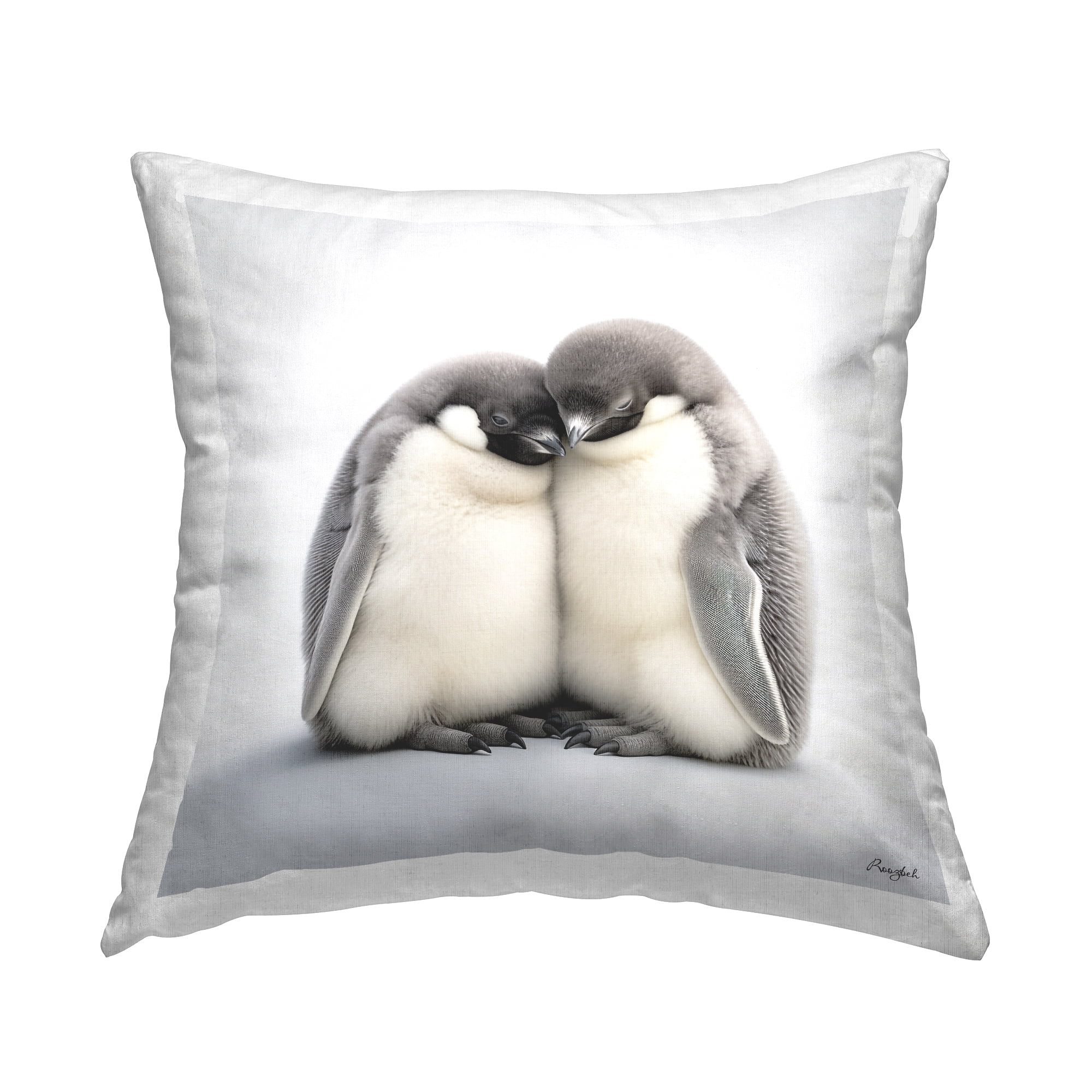 Stupell Industries Hugging Baby Penguins Decorative Printed Throw Pillow, 18 x 18
