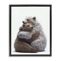 Stupell Industries Hugging Bear Pair Animals & Insects Painting Black Floater Framed Art Print Wall Art, 17 x 21