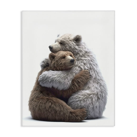 Stupell Industries Hugging Bear Pair Animals & Insects Painting Gallery Wrapped Canvas Art Print Wall Art, 16 x 20