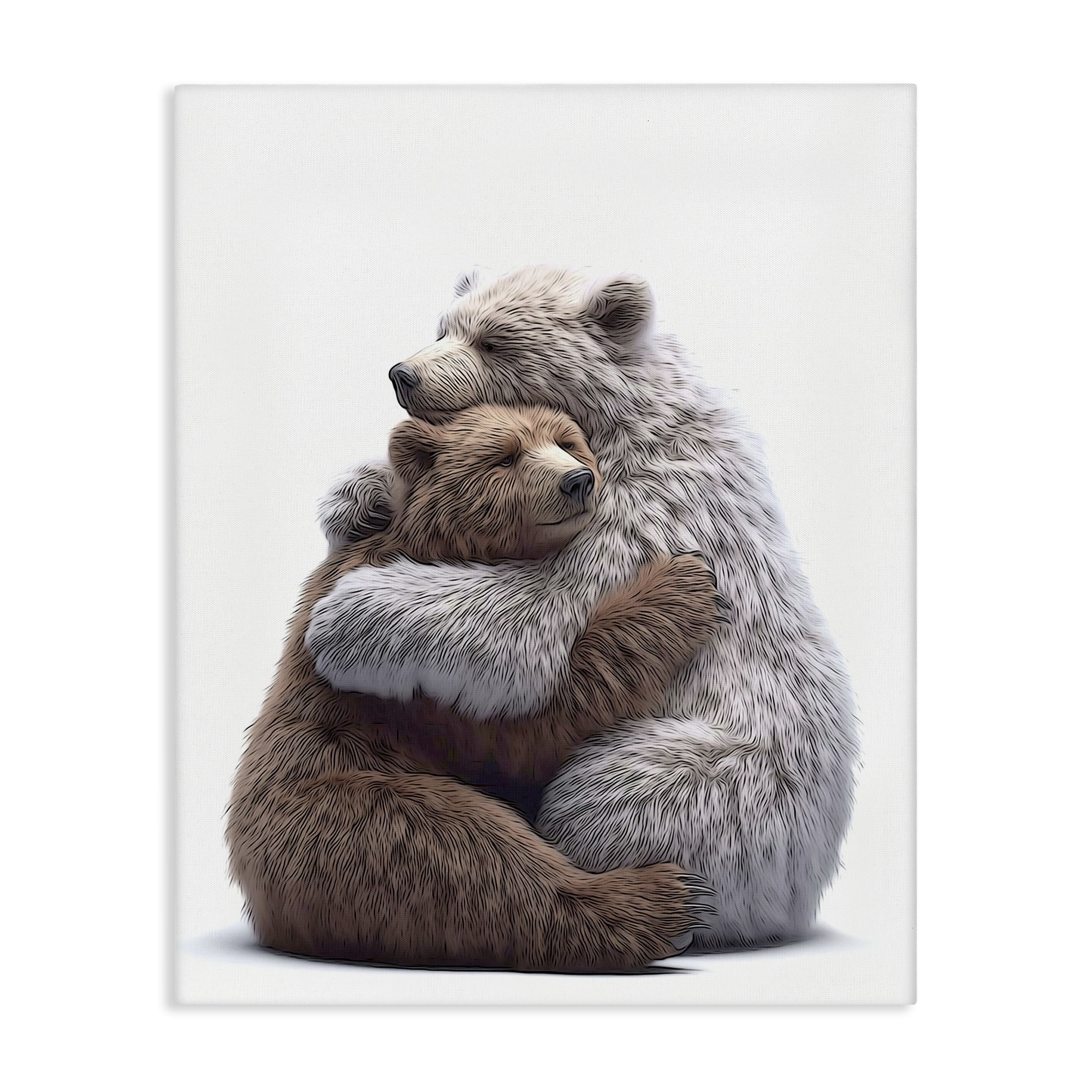 Stupell Industries Hugging Bear Pair Animals & Insects Painting Gallery Wrapped Canvas Art Print Wall Art, 30 x 40