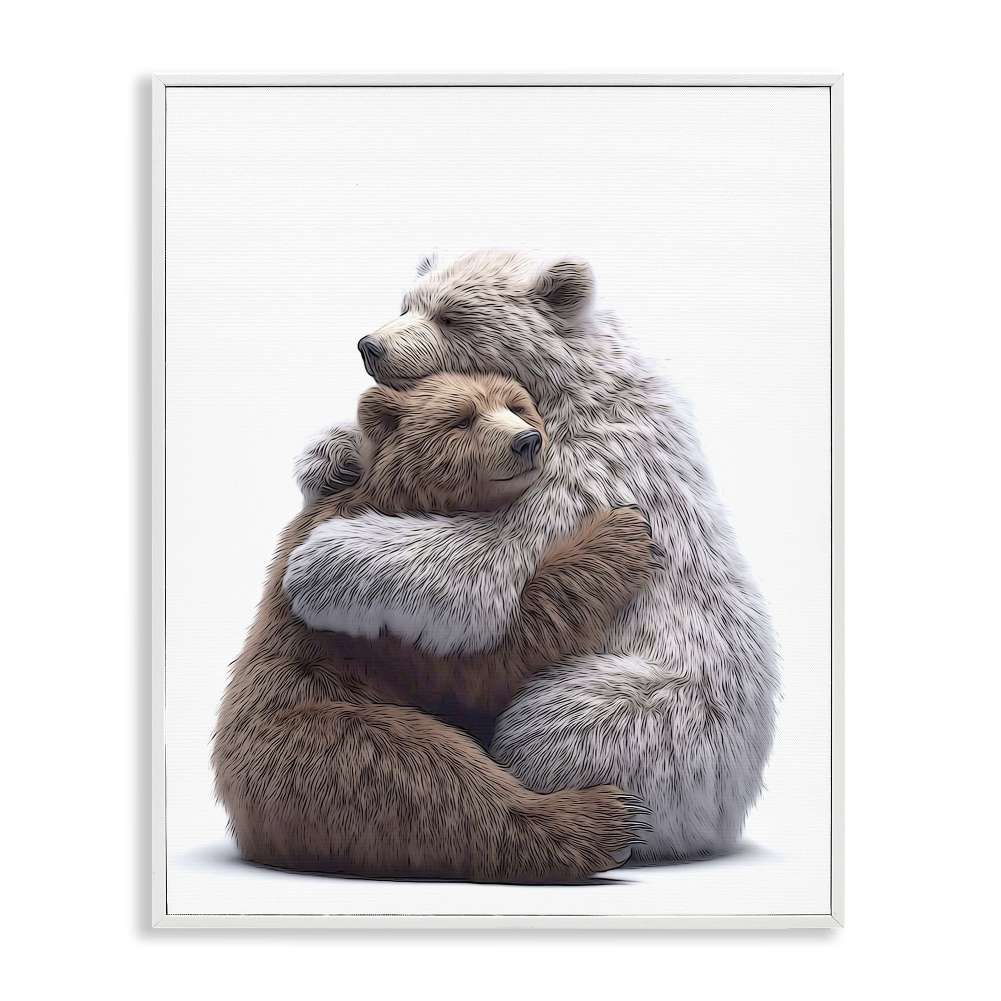 Stupell Industries Hugging Bear Pair Animals & Insects Painting White Framed Art Print Wall Art, 24 x 30