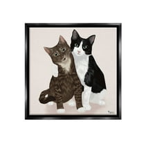 Stupell Industries Hugging Cat Friends Animals & Insects Painting Black Floater Framed Canvas Art Print Wall Art, 18 x 18