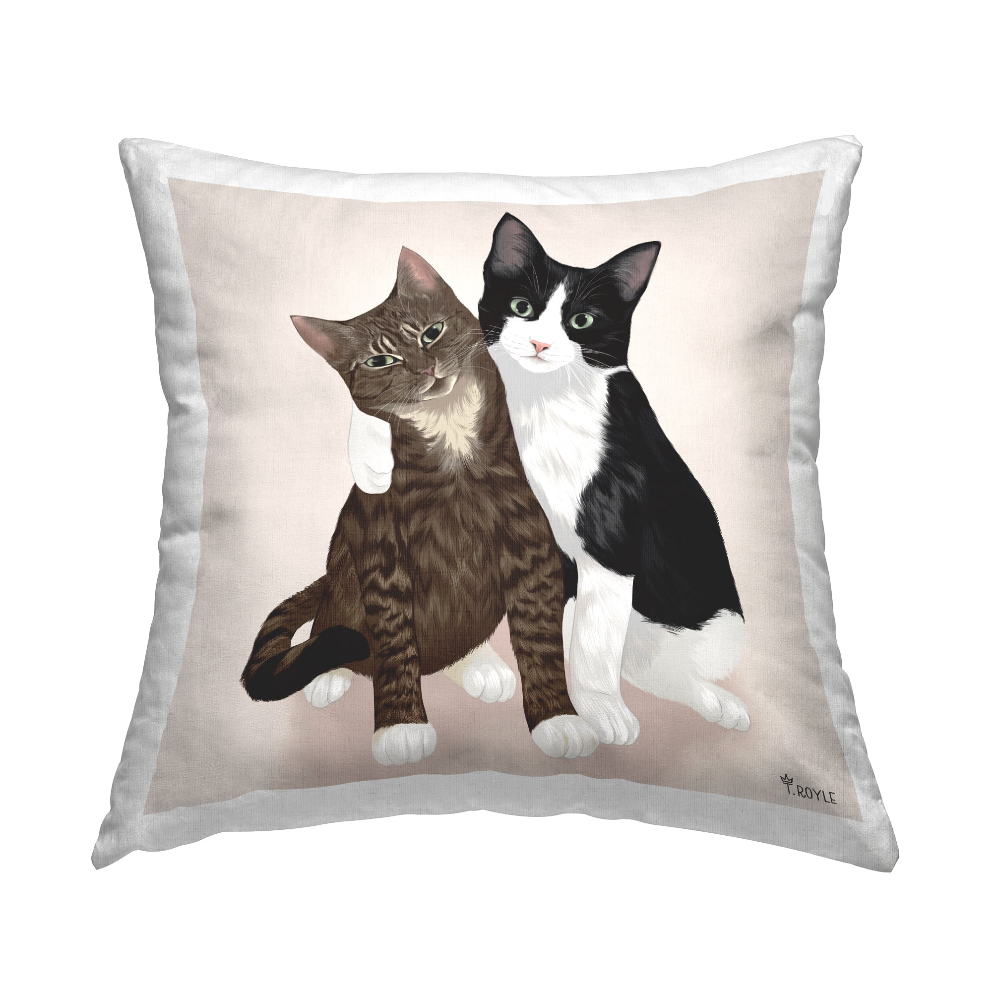 Stupell Industries Hugging Cat Friends Decorative Printed Throw Pillow, 18 x 18