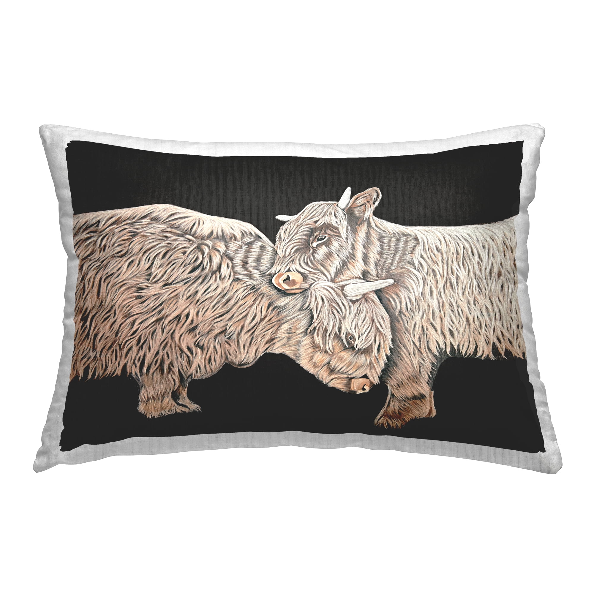 Stupell Industries Hugging Cattle on Black Decorative Printed Throw Pillow Design by Ashley Justice.