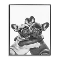 Stupell Industries Hugging Dog Pair Animals & Insects Painting Black Framed Art Print Wall Art, 11 x 14