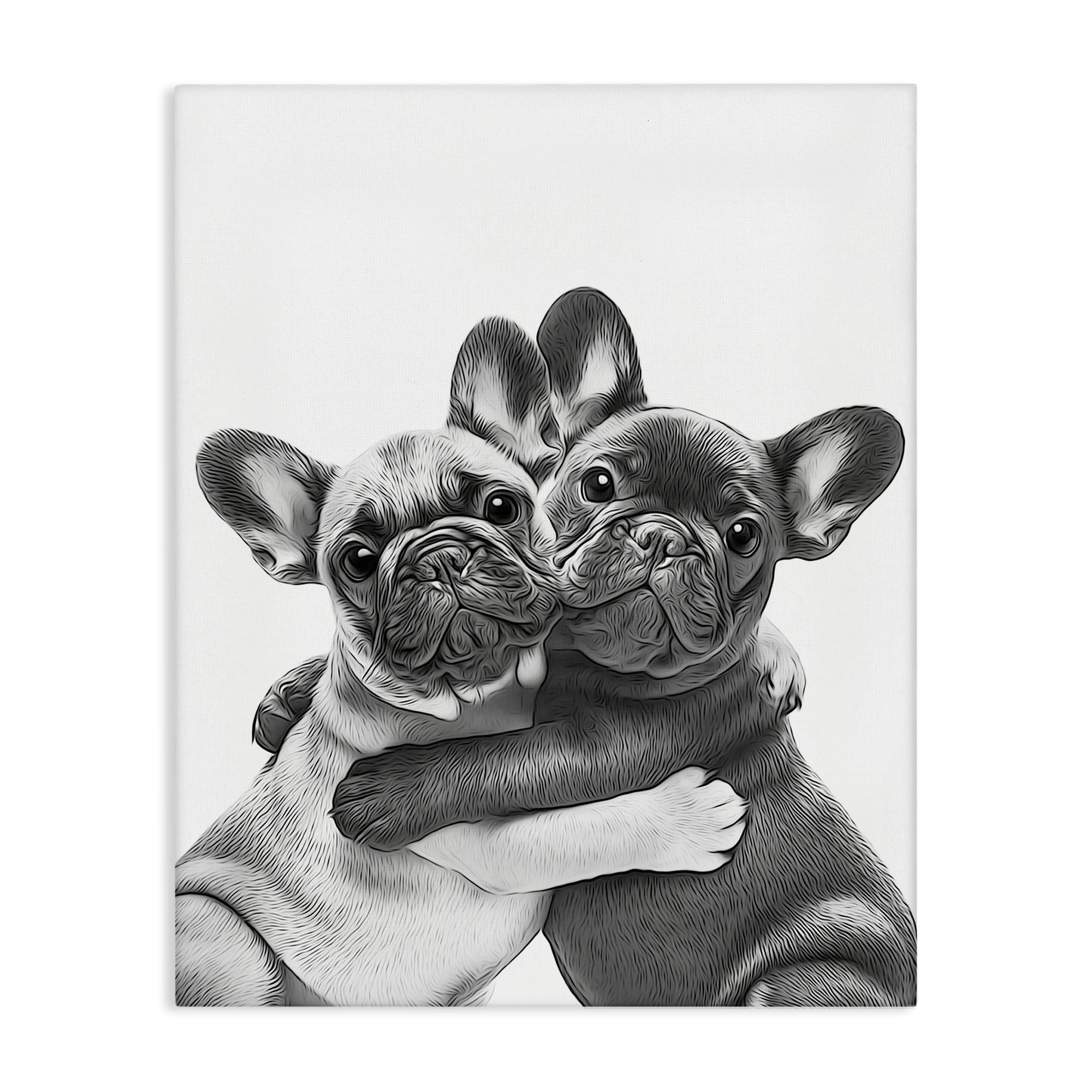 Stupell Industries Hugging Dog Pair Animals & Insects Painting Gallery Wrapped Canvas Art Print Wall Art, 24 x 30