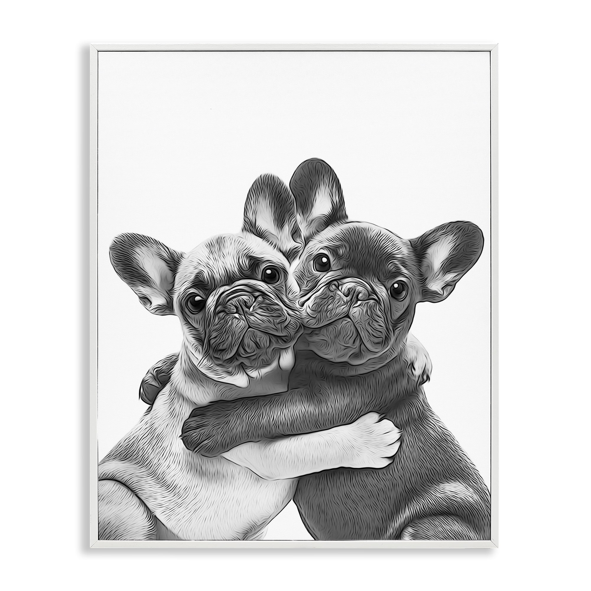 Stupell Industries Hugging Dog Pair Animals & Insects Painting White Framed Art Print Wall Art, 24 x 30