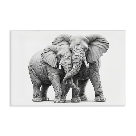 Stupell Industries Hugging Elephant Pair Animals & Insects Painting Gallery Wrapped Canvas Art Print Wall Art, 24 x 16
